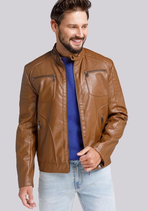 Herrenjacke mit gesäumten Taschen, braun, 94-9P-153-5-2XL, Bild 3