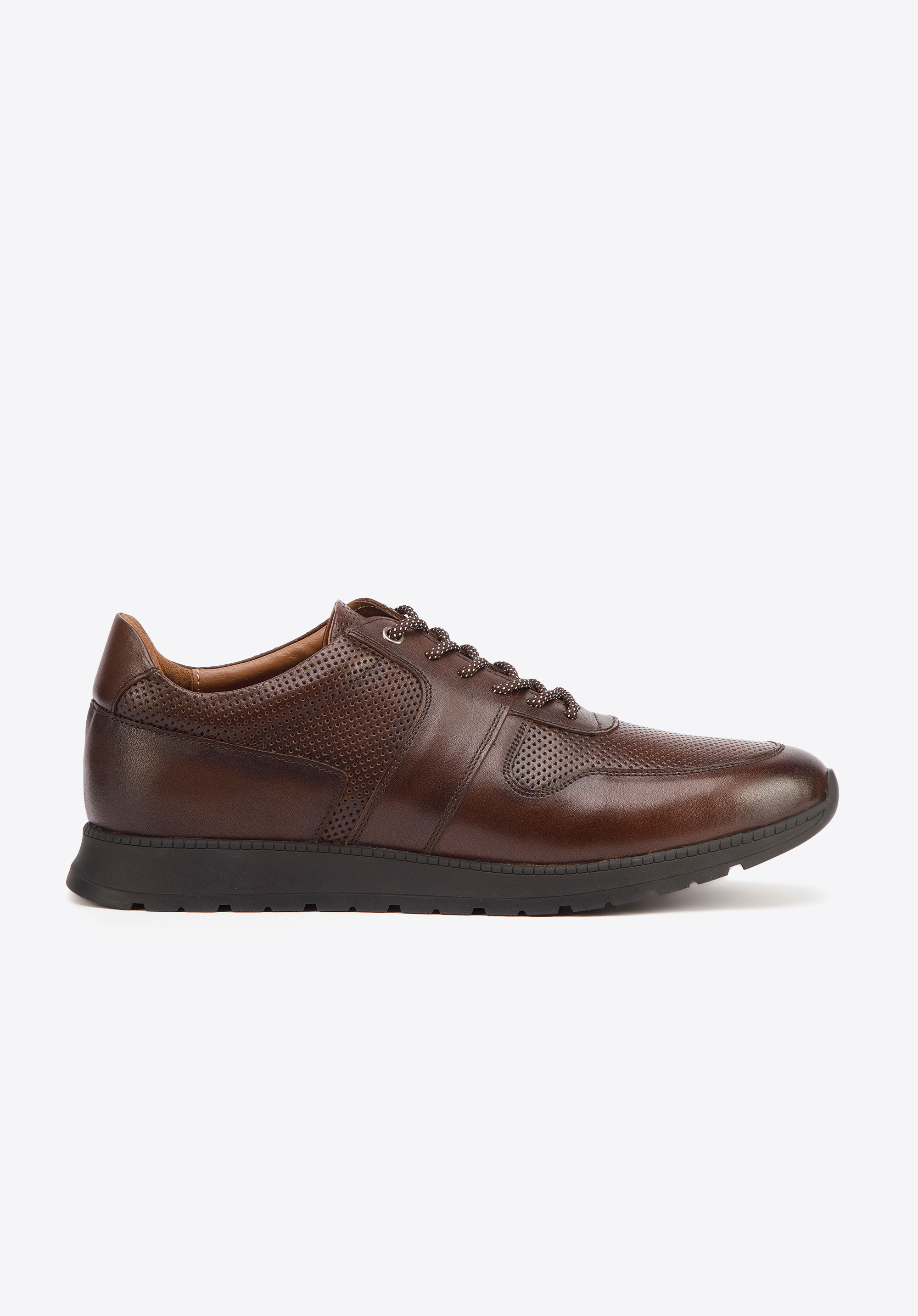 Herrensneaker aus perforiertem Leder, braun, 93-M-509-4-40, Bild 1