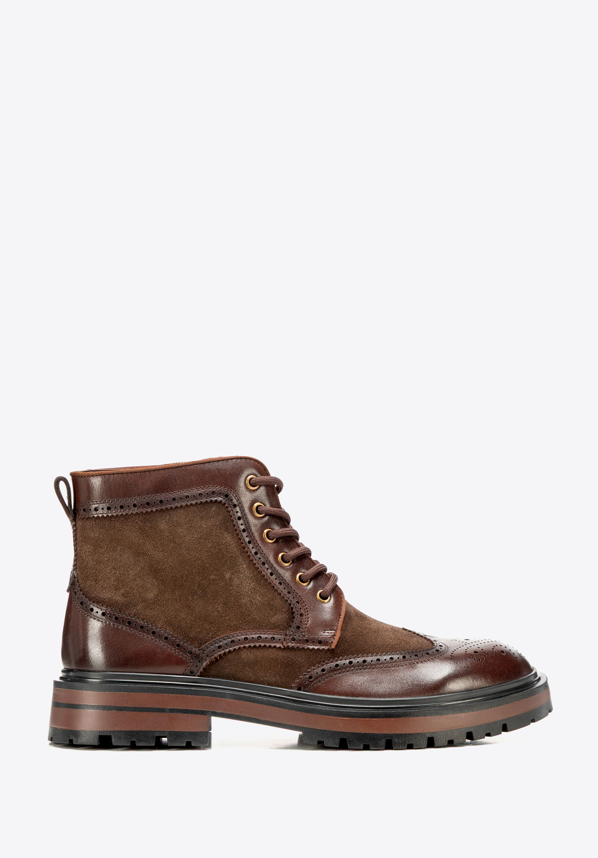 Herrenstiefel aus Leder mit perforierten Details, braun, 101-M-515-4-42, Bild 1
