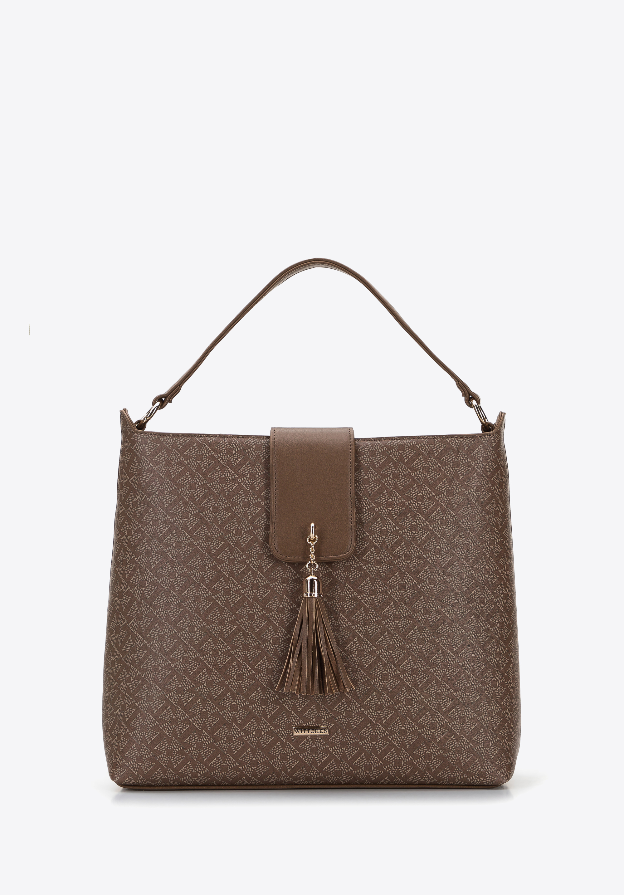 Beuteltasche mit Monogramm und Quaste