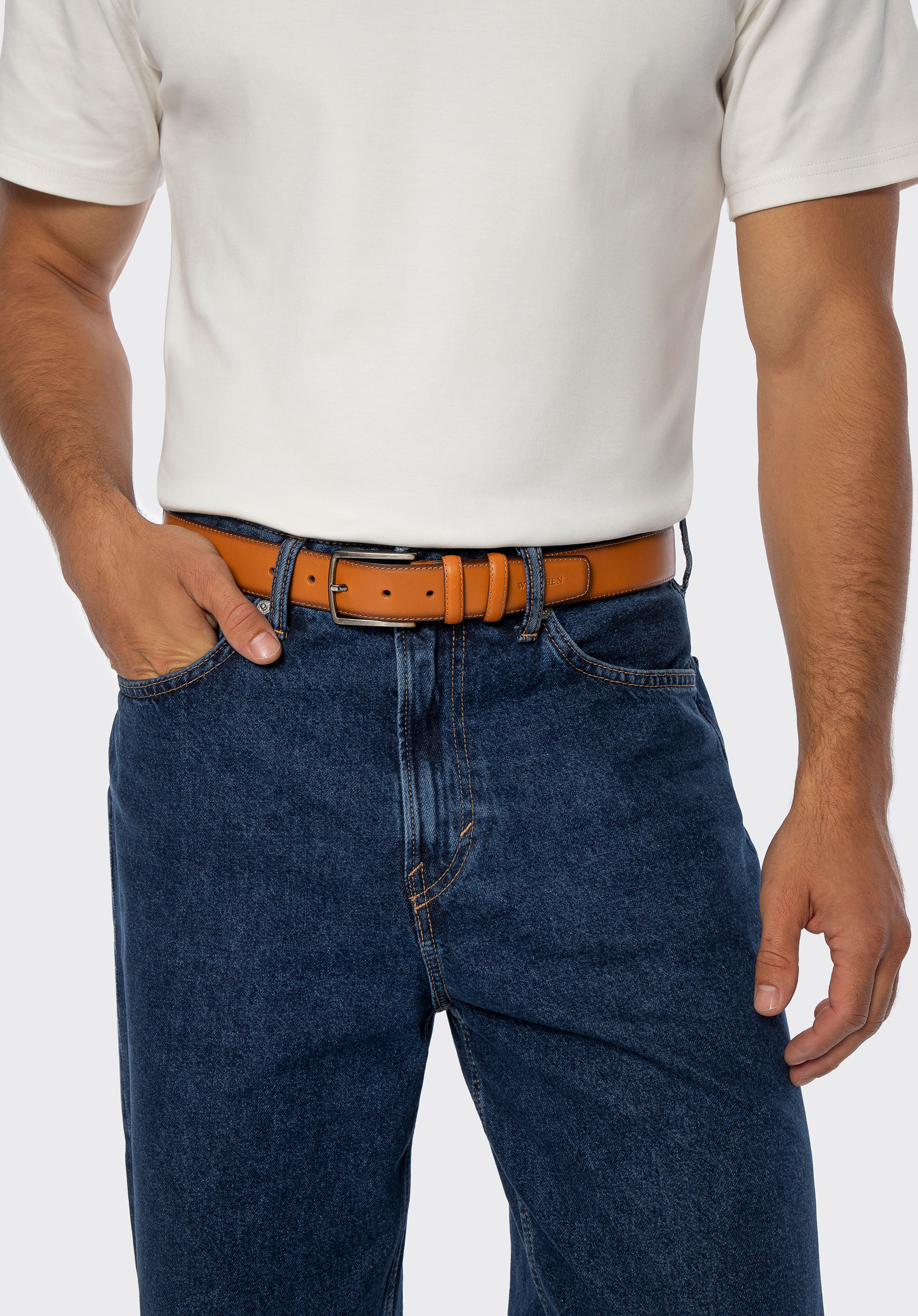 Klassischer Herren-Ledergürtel, braun, 101-8M-213-5-S, Bild 1