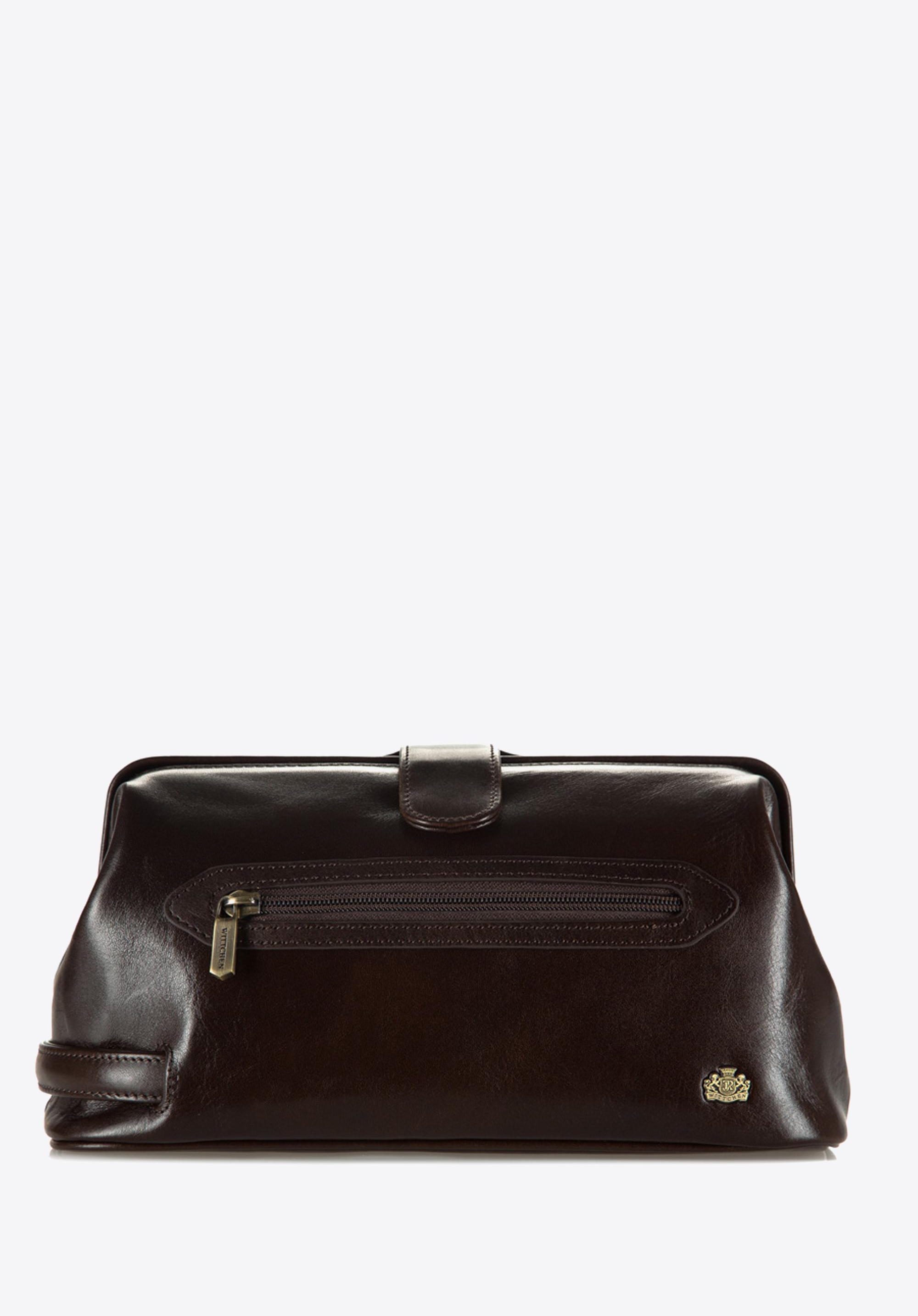 Kosmetiktasche aus Leder, braun, 10-3-229-4, Bild 1