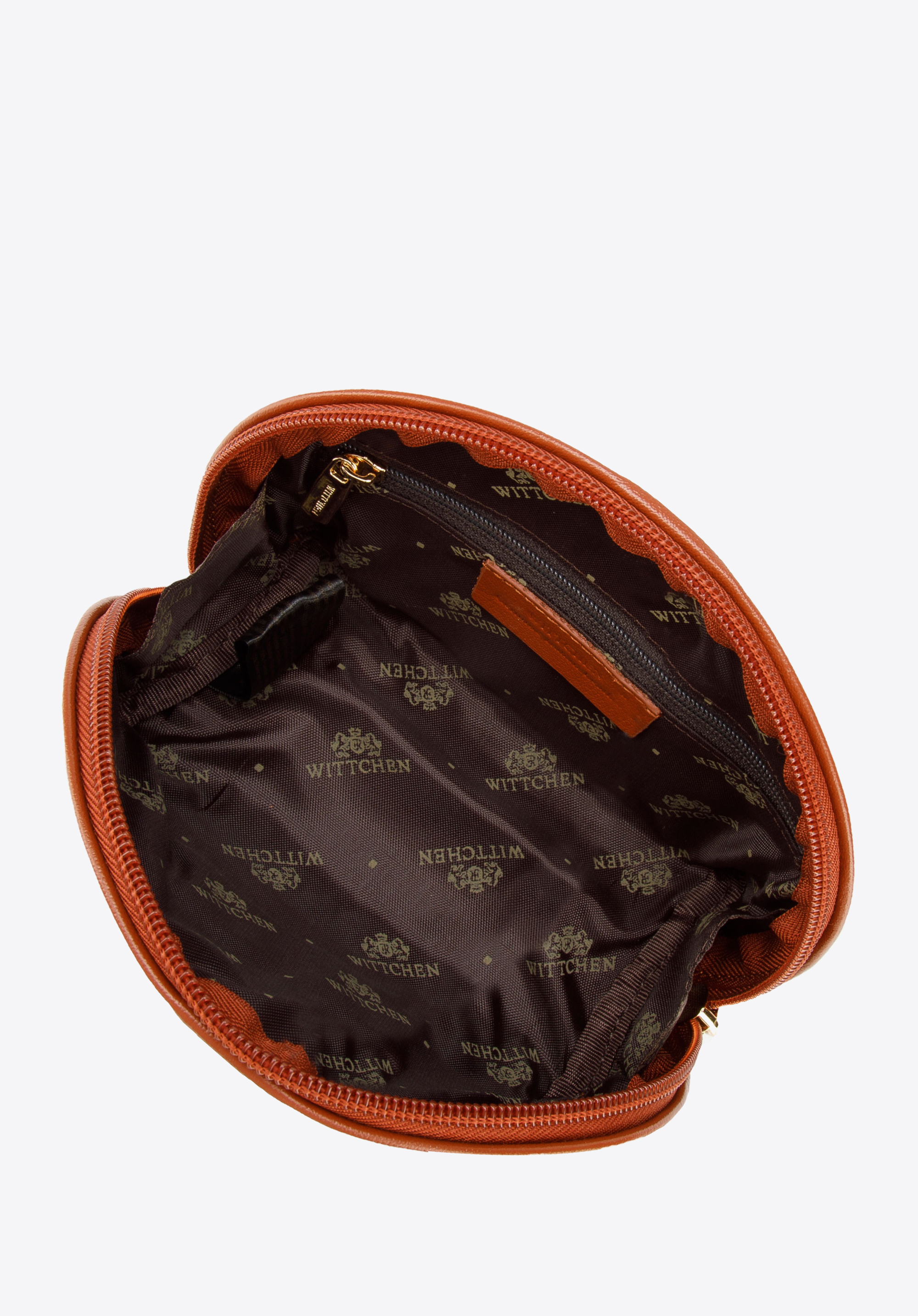 Kosmetiktasche aus Leder in Kroko-Optik, braun, 15-3-005-55, Bild 1
