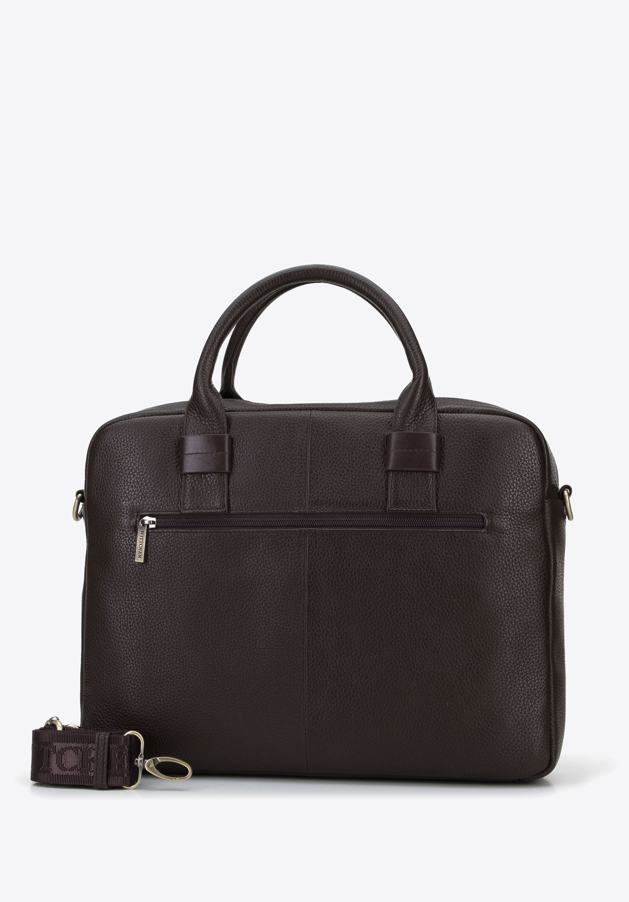 13-Zoll-Laptoptasche aus Leder mit zwei Texturen, braun, 96-3U-802-4, Bild 1