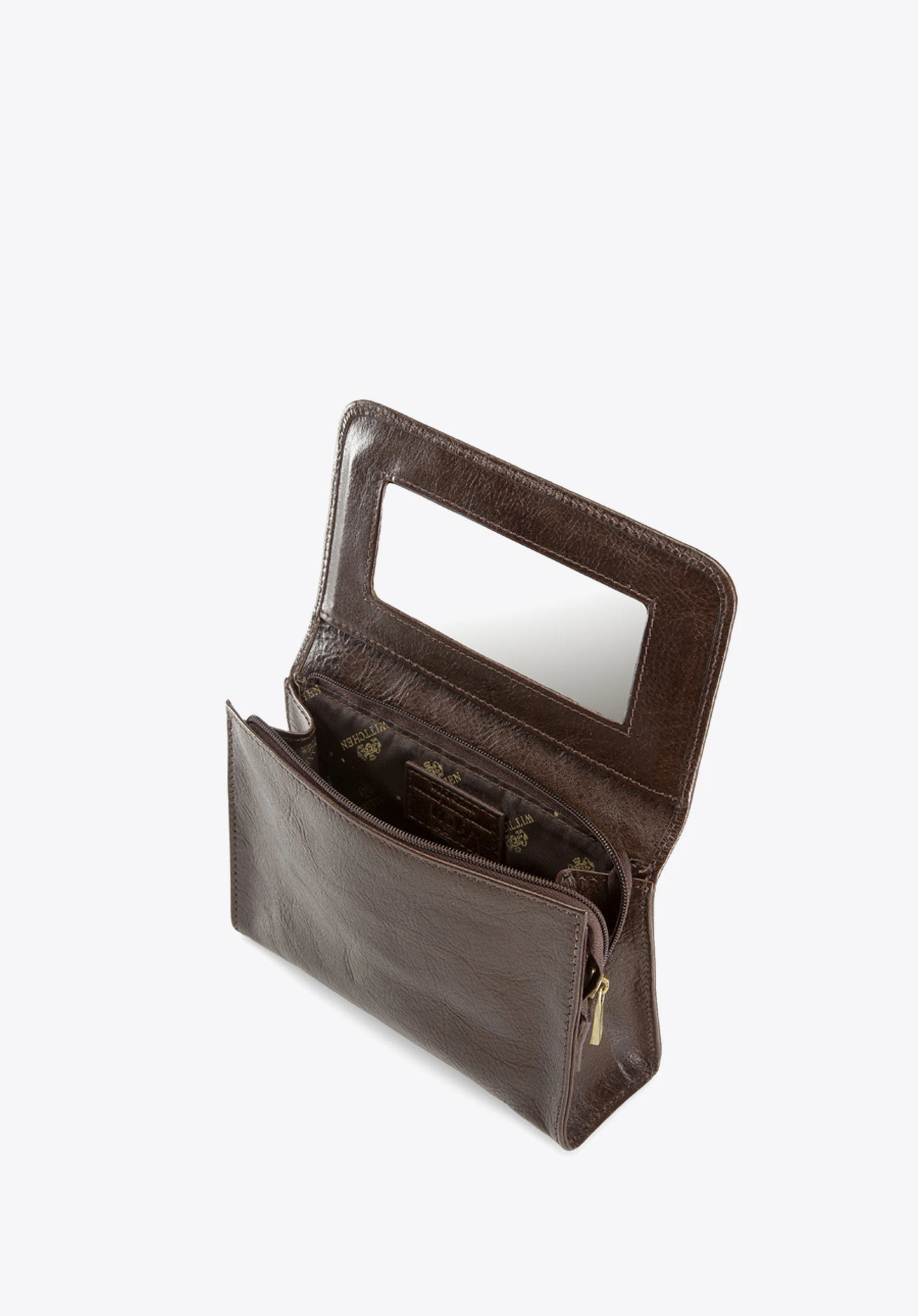 Leder-Kosmetiktasche mit Spiegel, braun, 21-3-117-4, Bild 1
