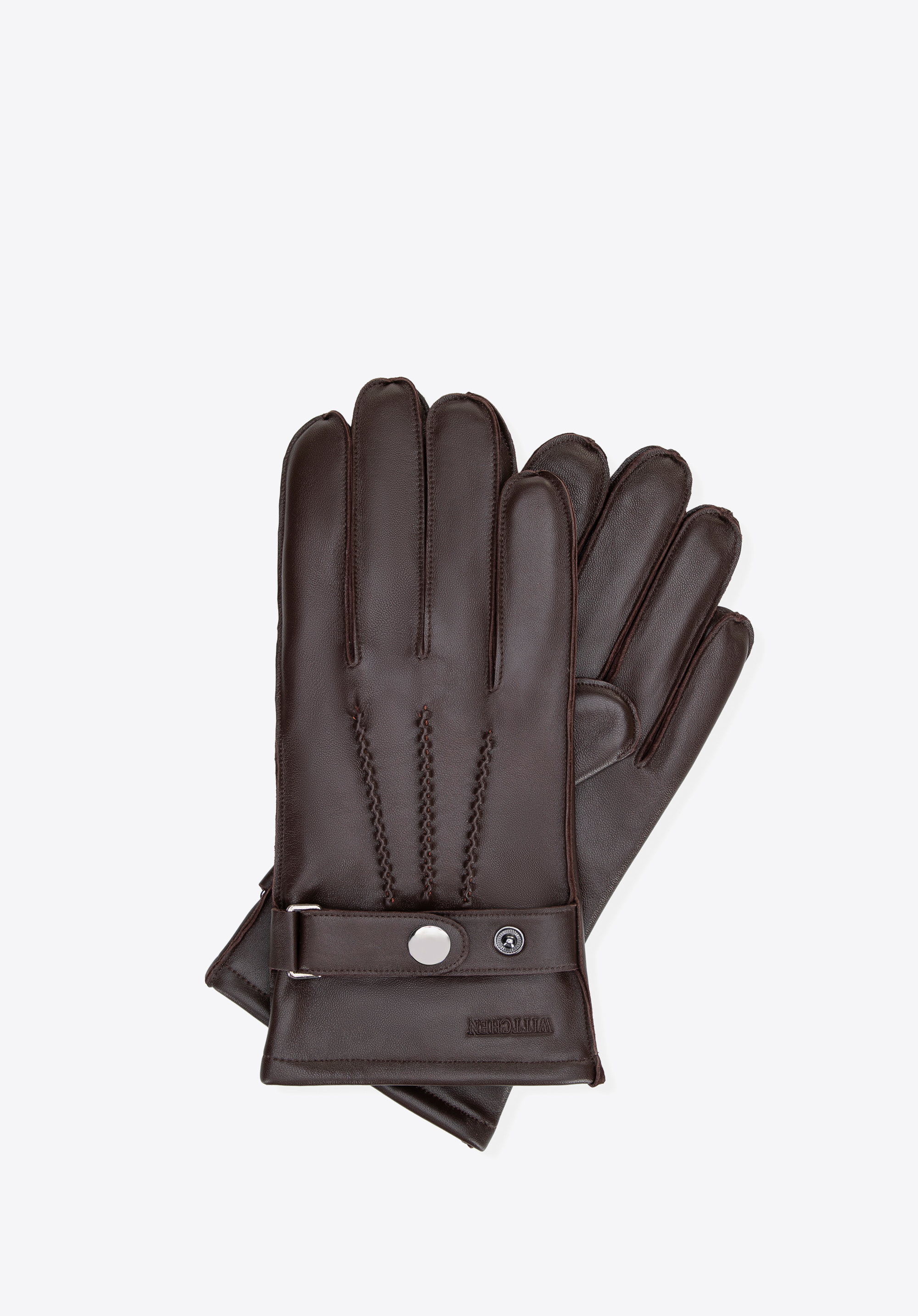 Lederhandschuhe mit Ziernähten, braun, 39-6A-044-4-L, Bild 1