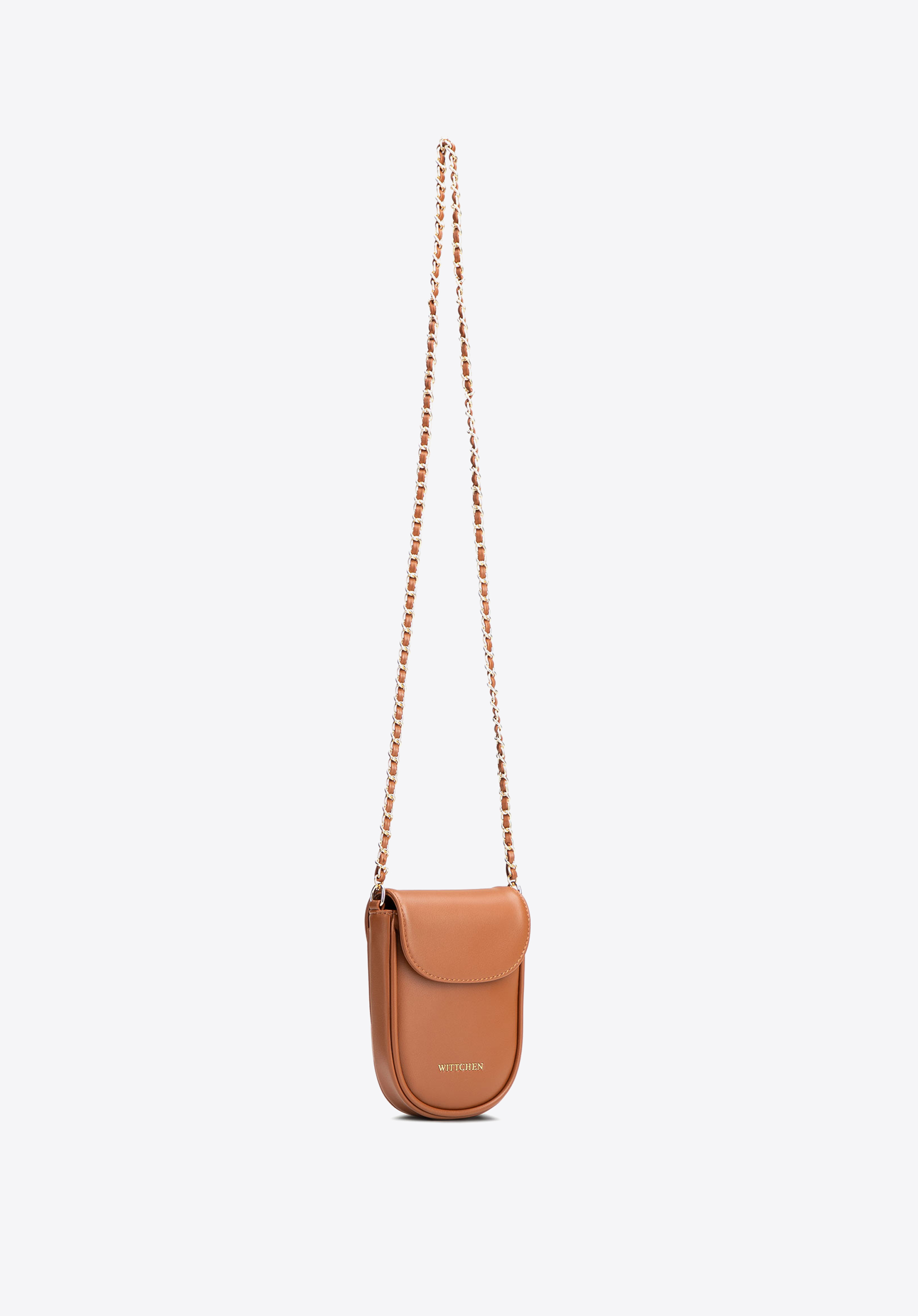 Mini-Handytasche für Damen mit Kettenriemen, braun, 102-2Y-908-5, Bild 1