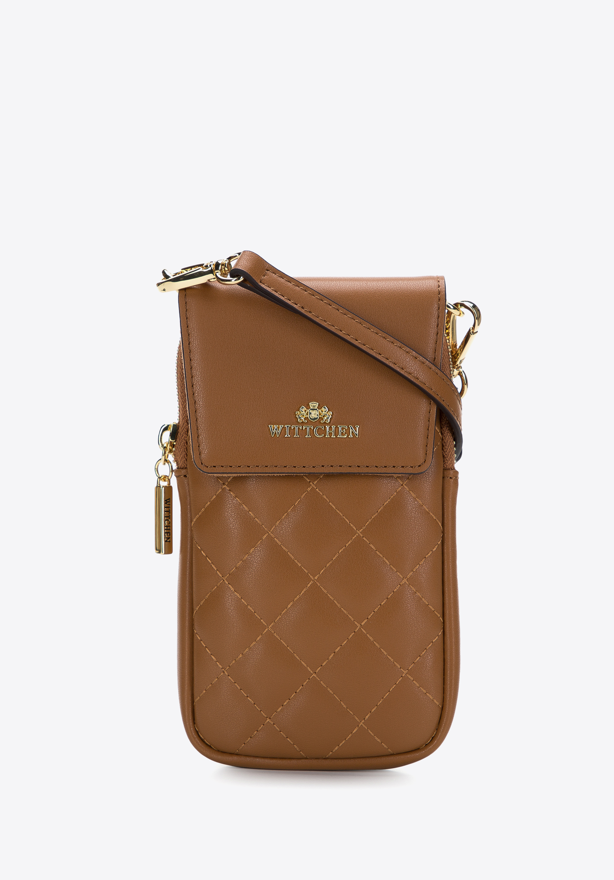 Mini-Tasche für Damen  aus gestepptem Leder, braun, 97-2E-611-5, Bild 1