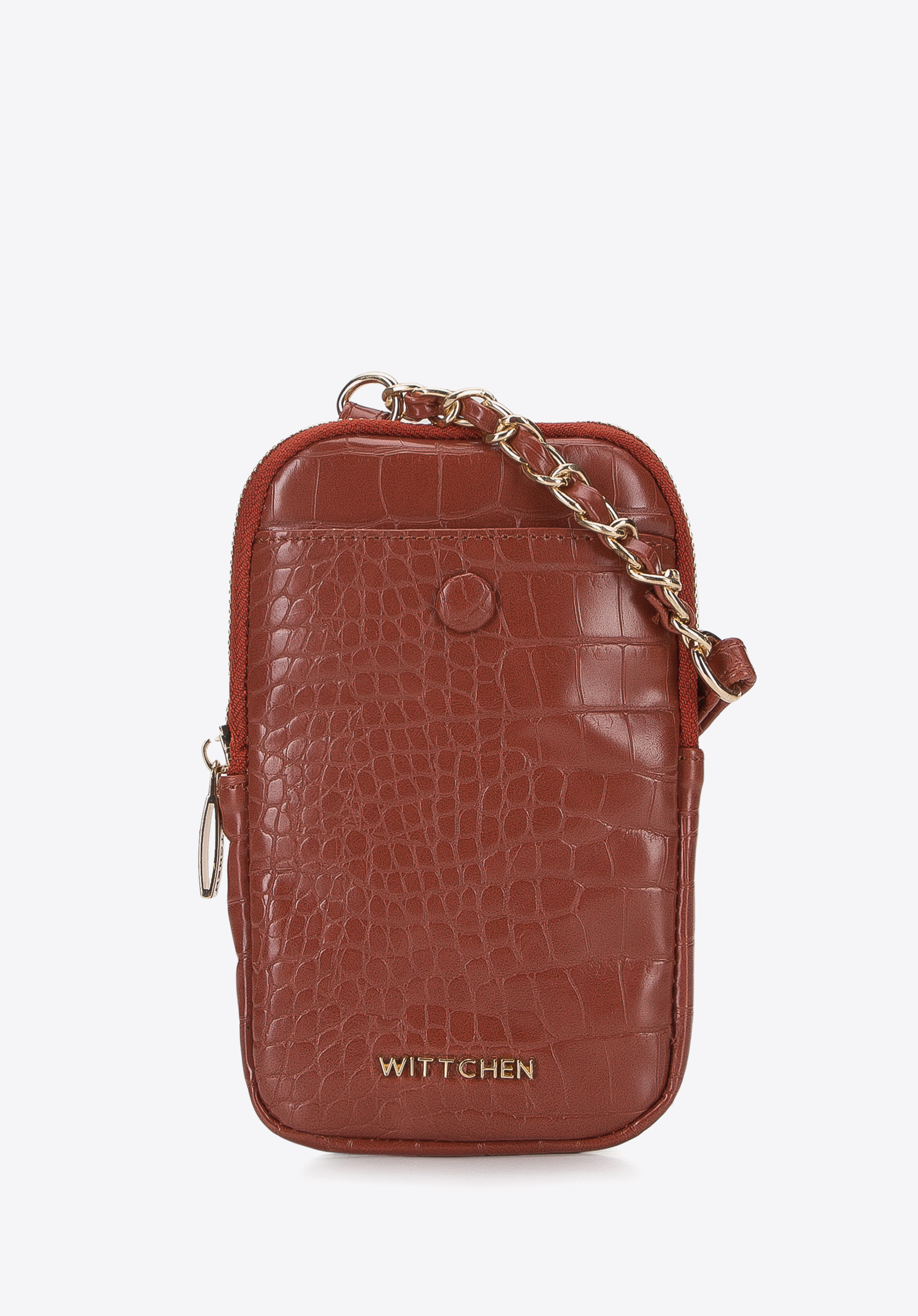Mini-Tasche aus Öko-Leder mit Ketten, braun, 95-2Y-059-4, Bild 1