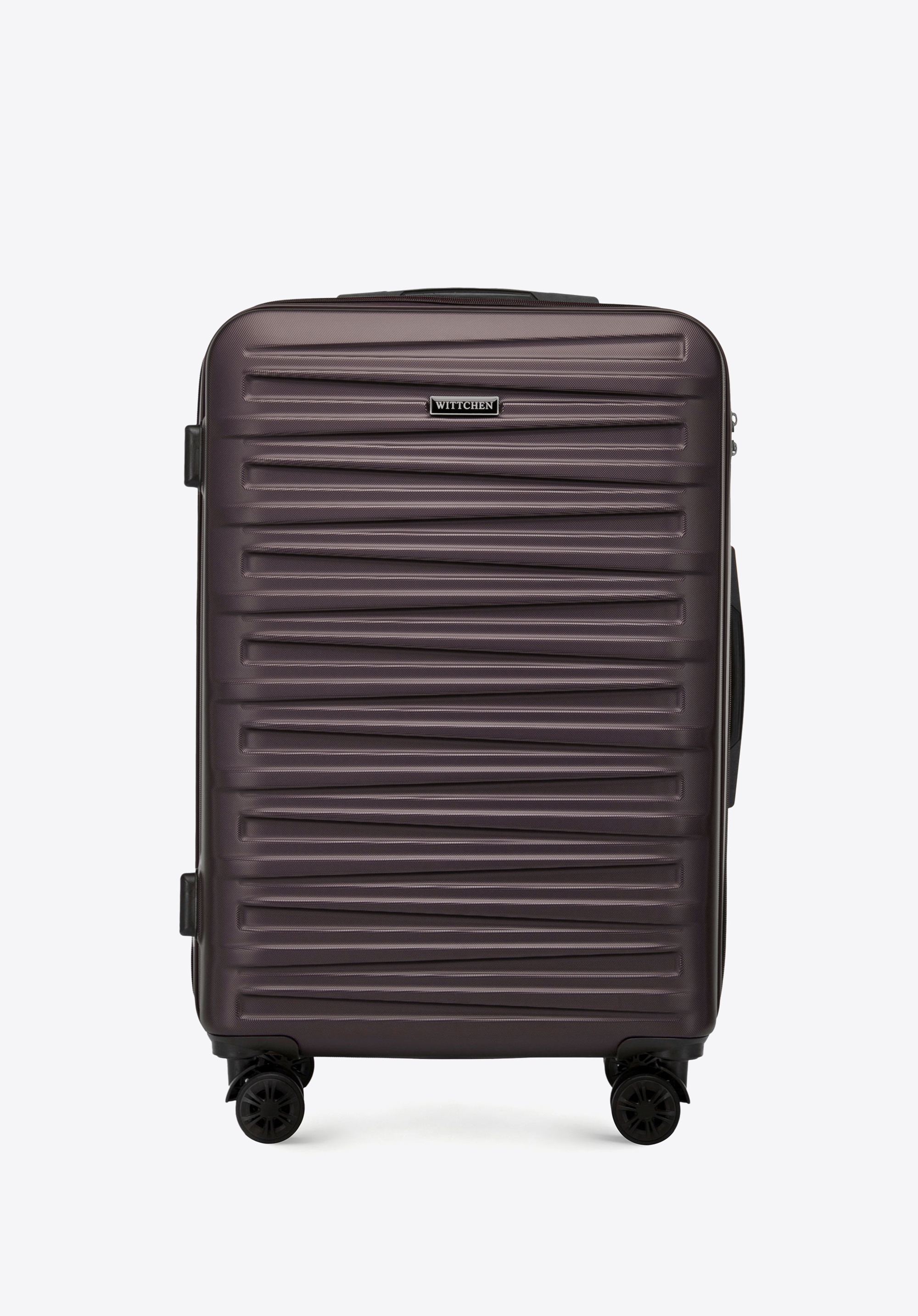 Mittleres ABS- Koffer mit horizontaler Prägung, braun, 56-3A-002-44, Bild 1
