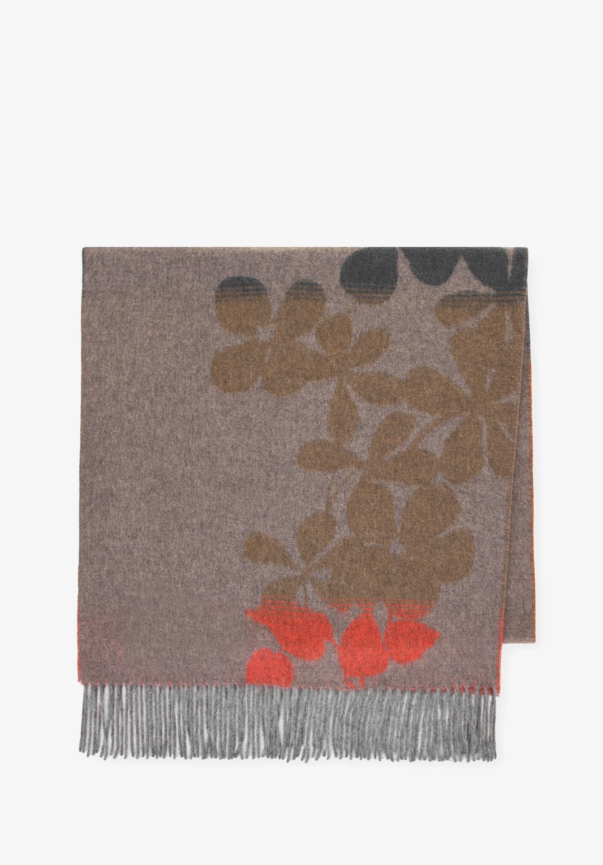 Damenschal mit Blumenmuster, braun-orange, 100-7D-001-X4, Bild 1