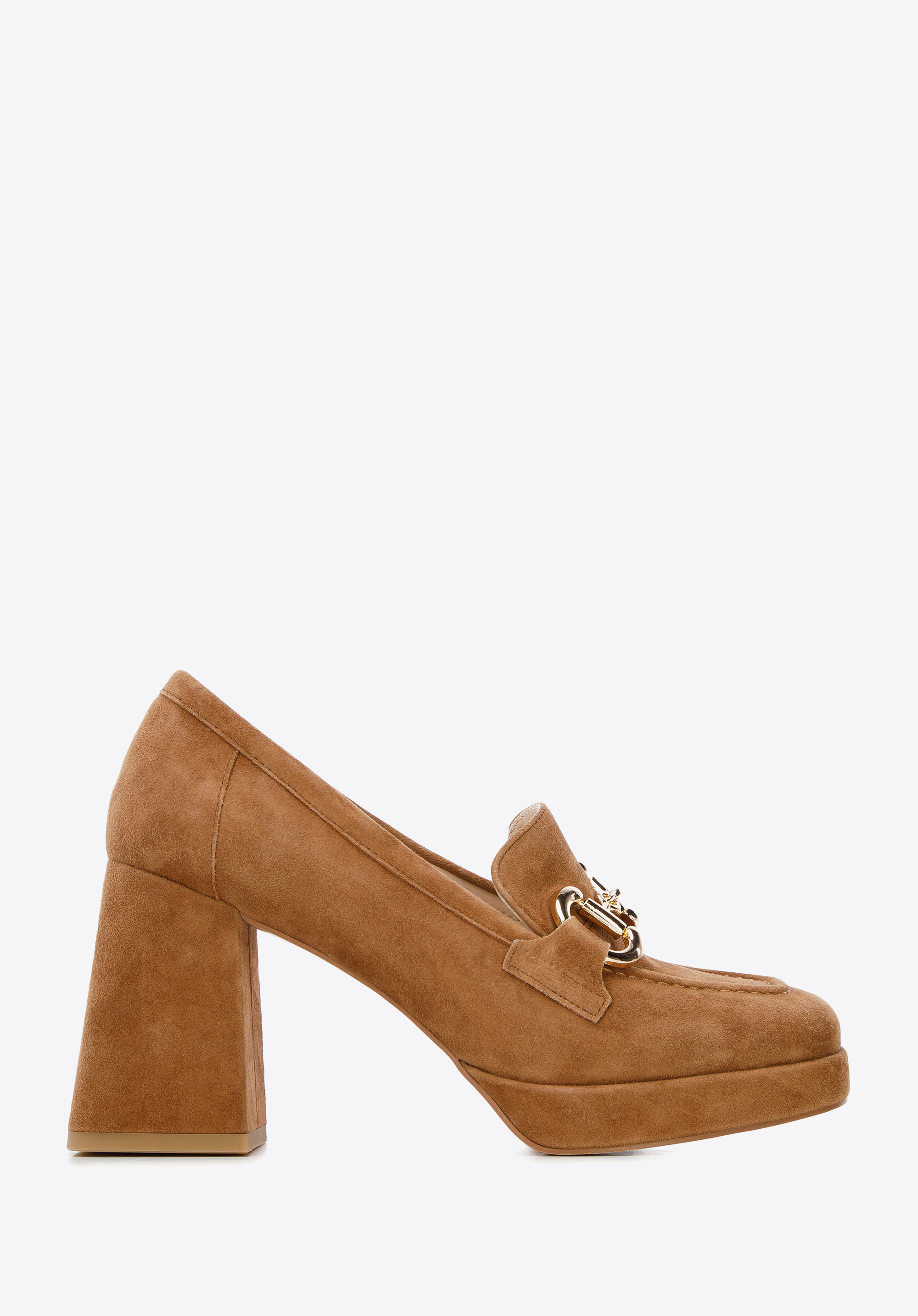 Plateau-Pumps aus Wildleder mit Schnalle, braun, 96-D-509-5-37, Bild 1