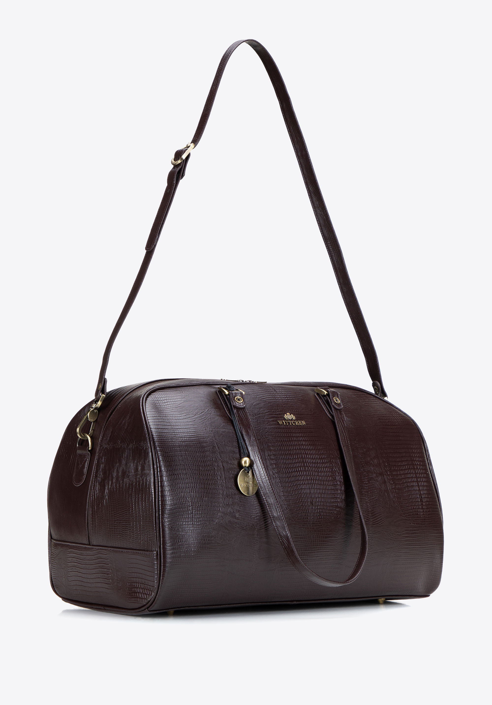 Reisetasche aus Leder mit Riemen, braun, 103-3U-003-4, Bild 1