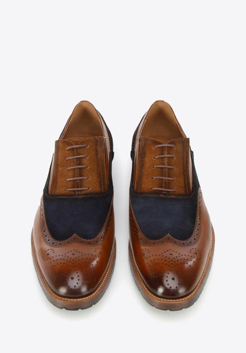 Schattierte Oxfords für Herren aus zwei Lederarten, braun, 96-M-705-4-43, Bild 2