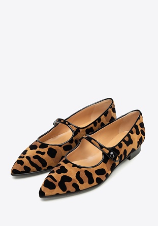 Ballerinas aus Wildleder mit Leopardenmuster, braun-schwarz, 101-D-101-4-39_5, Bild 1