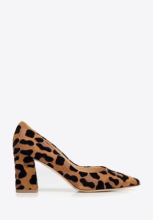 Damen Wildleder Pumps mit Leopardenmuster, braun-schwarz, 101-D-100-4-37_5, Bild 1
