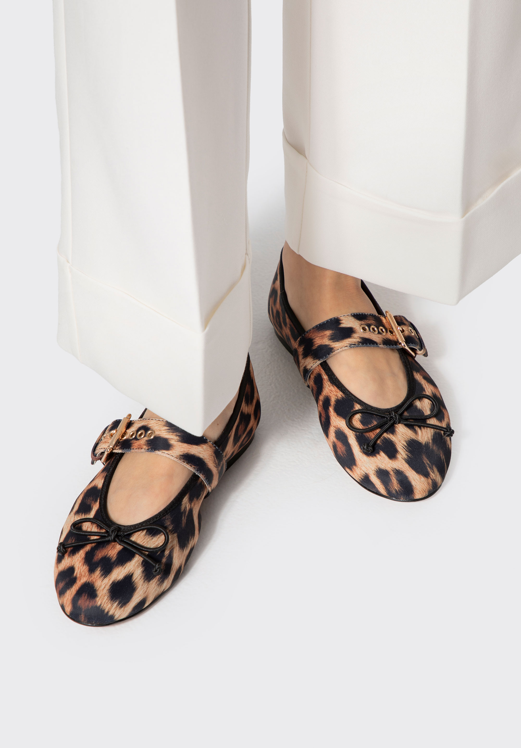 Lycra-Ballerinas im Leopardenmuster, braun-schwarz, 100-DP-351-1-39, Bild 1