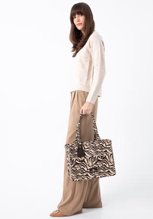 Shopper-Tasche mit Tiermuster, braun-schwarz, 97-4E-504-X4, Bild 1