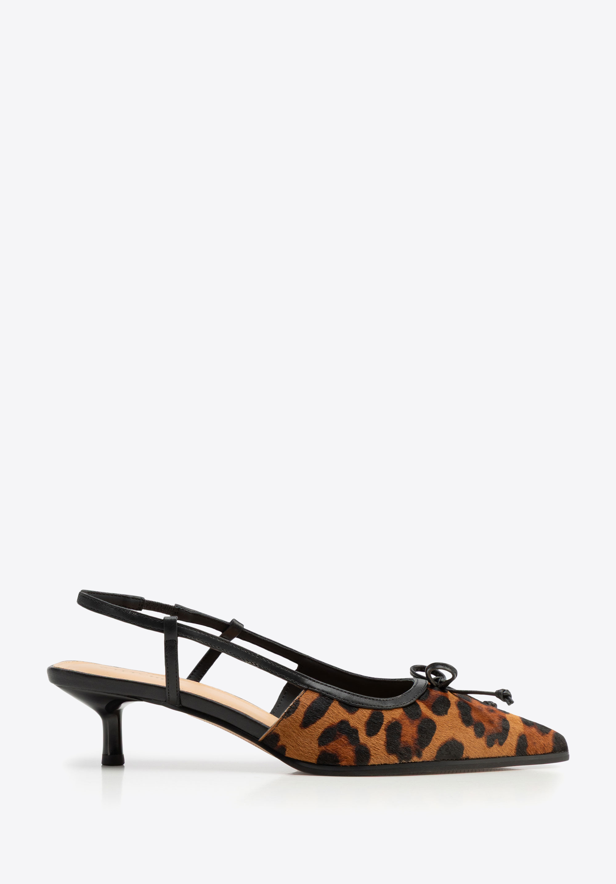 Slingbacks mit Leopardenmuster aus Leder mit Fellbesatz, braun-schwarz, 102-D-351-4-37, Bild 1