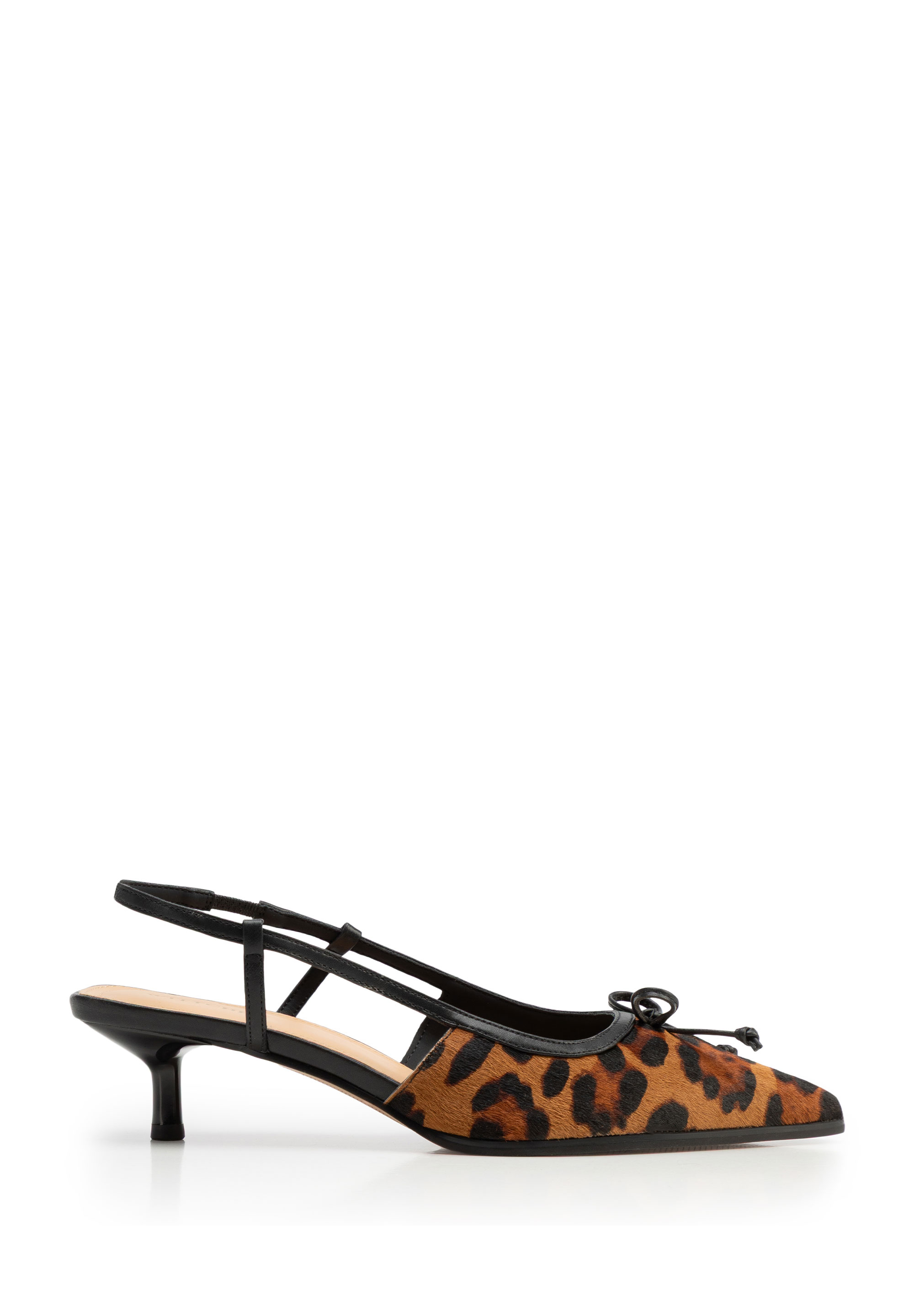 Slingbacks mit Leopardenmuster aus Leder mit Fellbesatz, braun-schwarz, 102-D-351-4-38, Bild 1