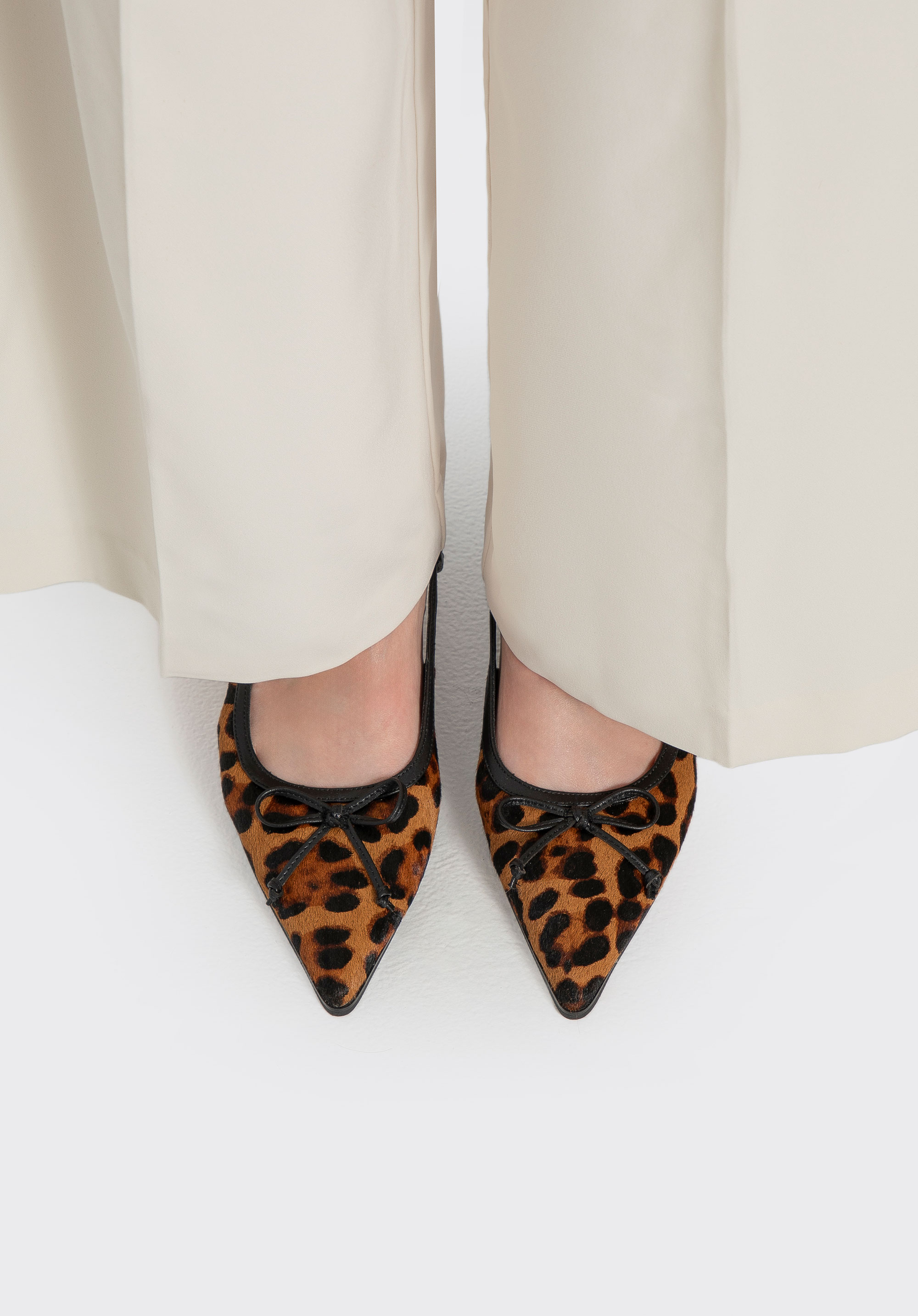 Slingbacks mit Leopardenmuster aus Leder mit Fellbesatz, braun-schwarz, 102-D-351-4-37, Bild 1