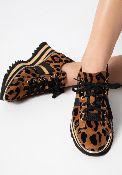 Sneakers für Damen aus Wildleder mit Tiermuster, braun-schwarz, 97-D-101-4-37_5, Bild 16