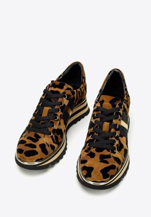Sneakers für Damen aus Wildleder mit Tiermuster, braun-schwarz, 97-D-101-4-40, Bild 1