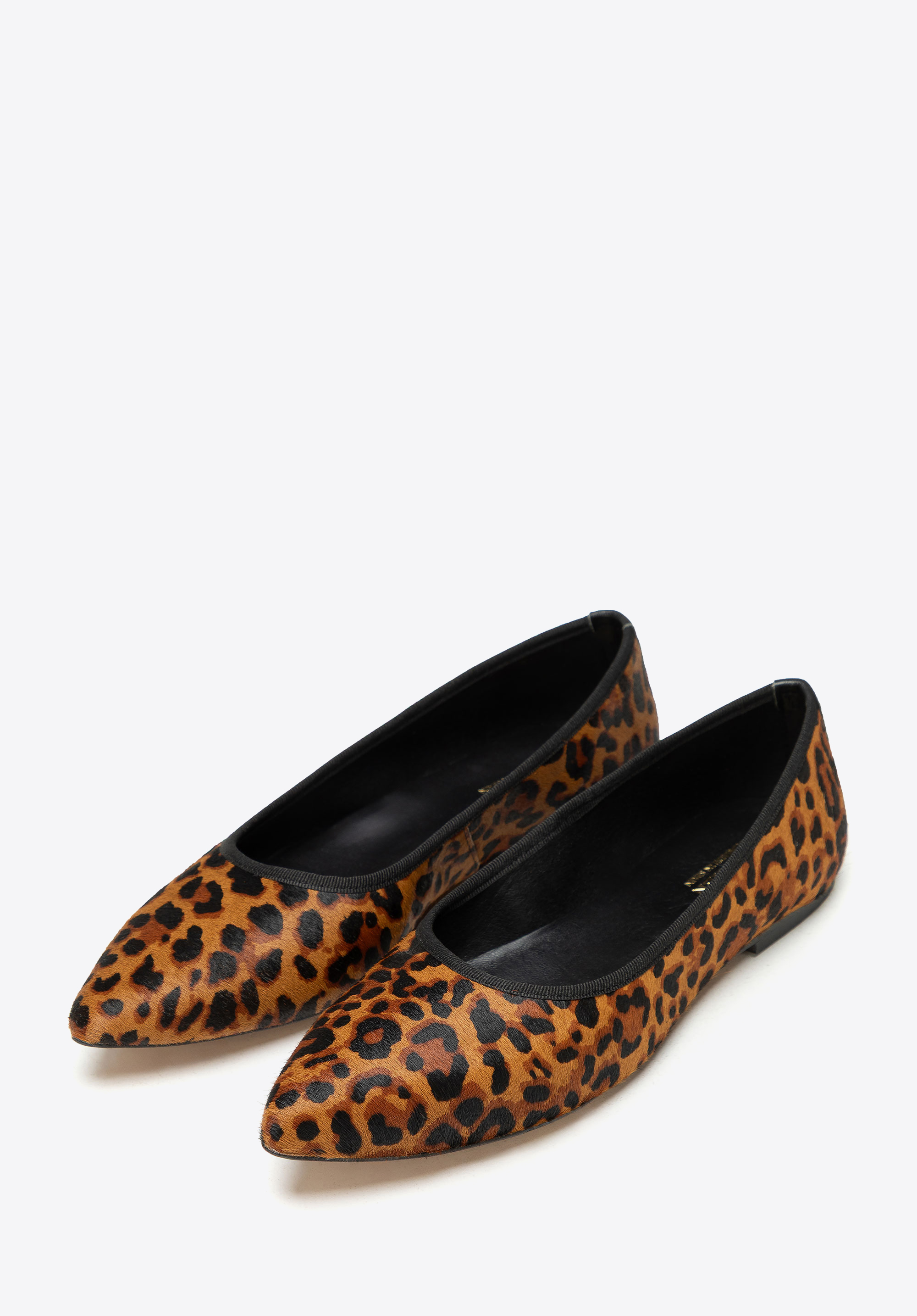 Spitze Ballerinas aus behaartem Leder, braun-schwarz, 101-D-305-4-39, Bild 1