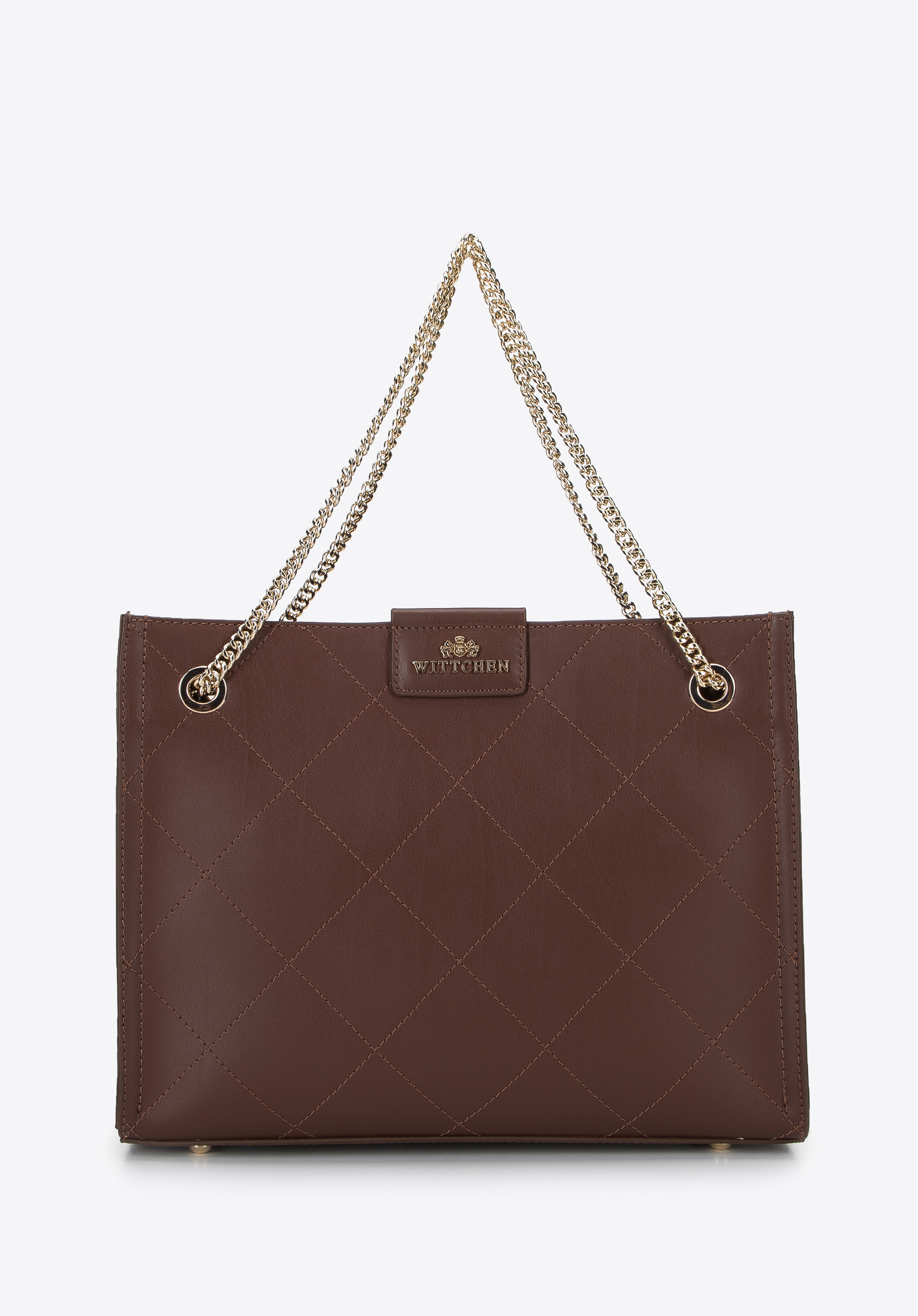 Shopper-Tasche aus Leder mit Nähten