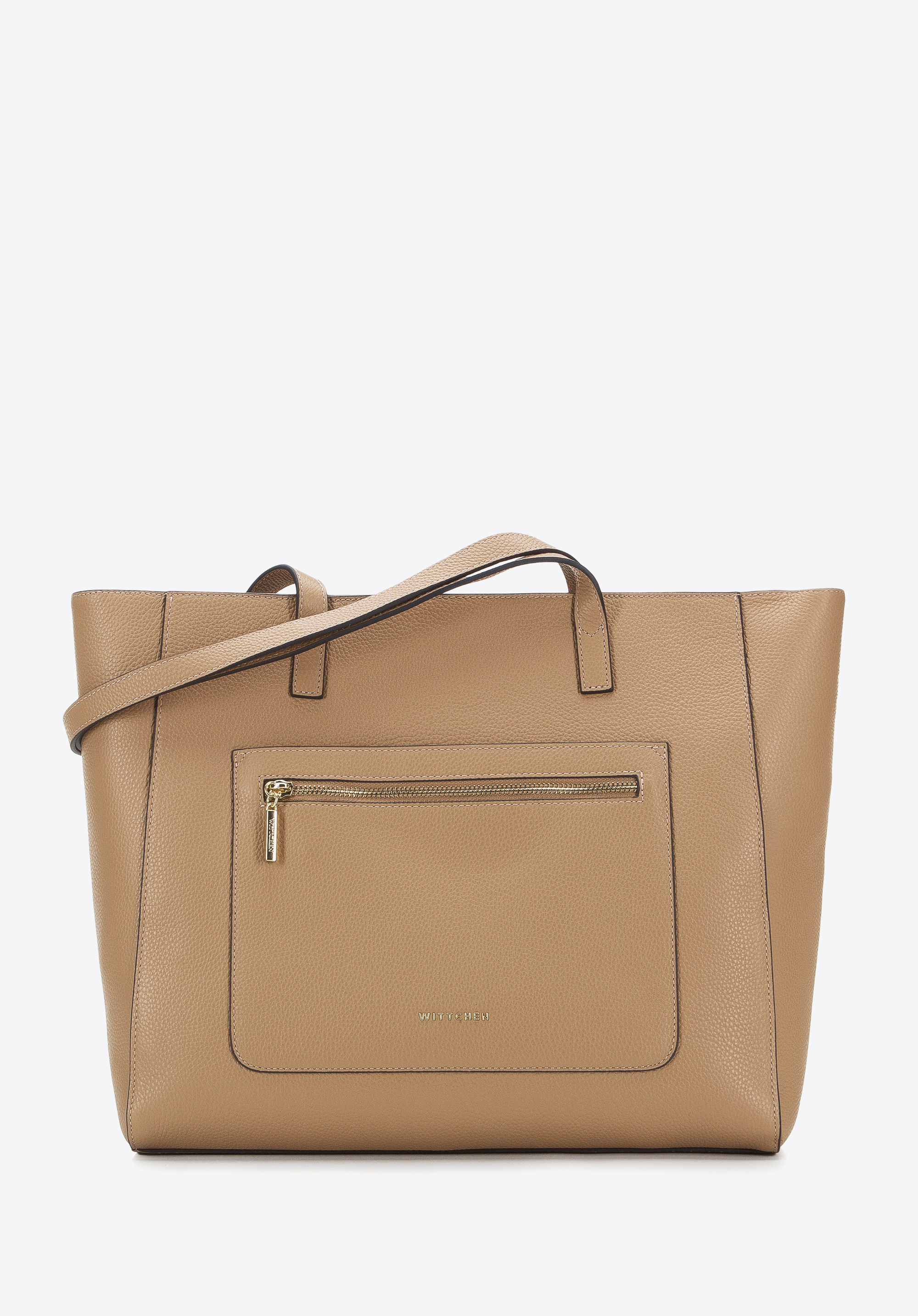 Shopper-Tasche aus Leder mit Doppelfach, braun, 94-4E-624-5, Bild 1