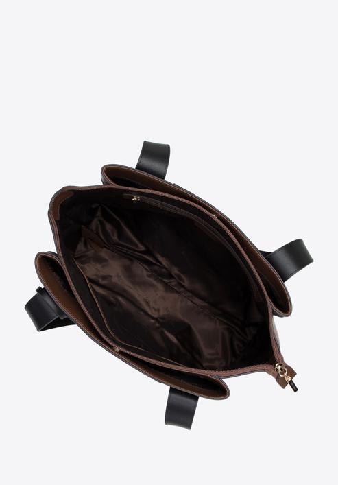 Shopper-Tasche aus Leder mit Einschlägen, braun, 96-4E-615-9, Bild 4