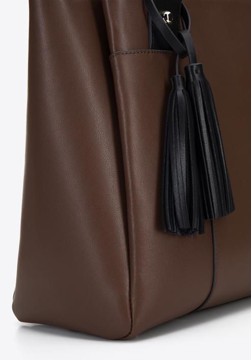 Shopper-Tasche aus Leder mit Einschlägen, braun, 96-4E-615-9, Bild 5