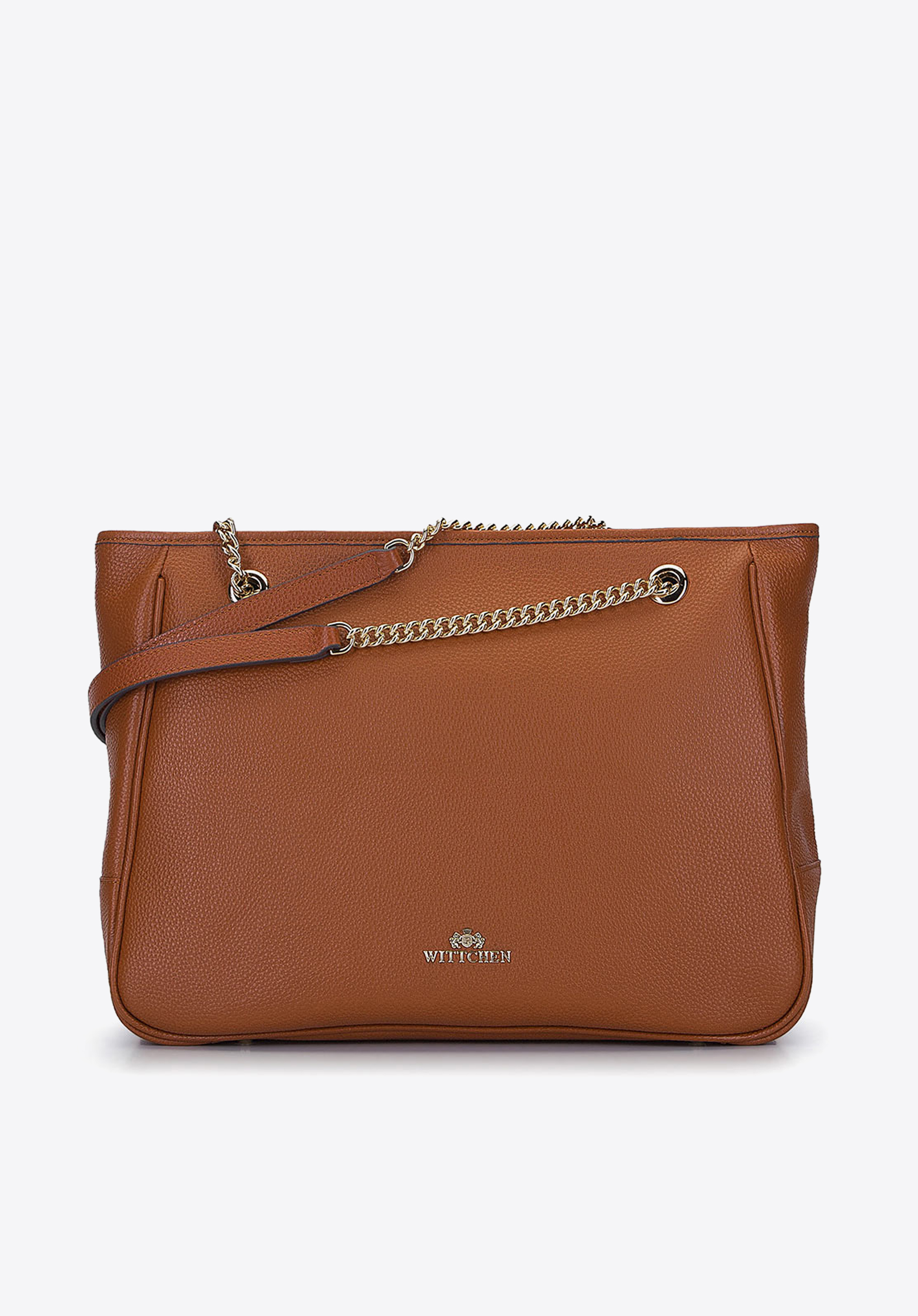 Shopper-Tasche aus Leder mit Kette an den Griffen