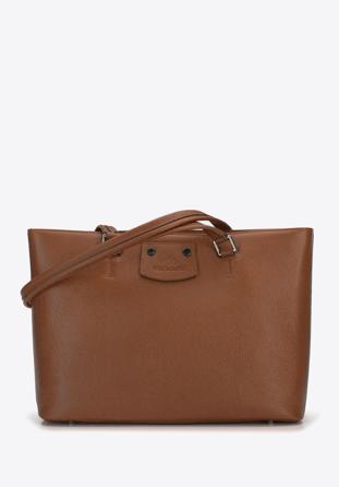 Shopper-Tasche aus Leder mit zwei Fächern, braun, 95-4E-639-4, Bild 1