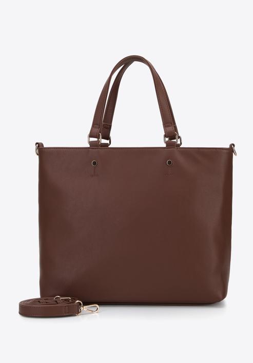 Shopper-Tasche mit geometrisch gesteppter Vorderseite, braun, 95-4Y-503-9, Bild 2