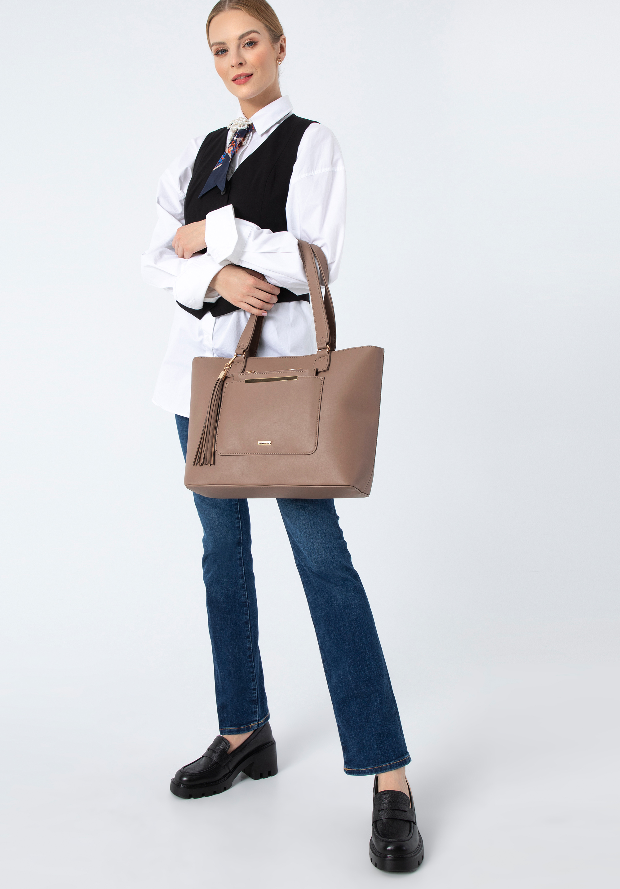 Shopper-Tasche mit herausnehmbarer Pro-Öko-Tasche, braun, 97-4Y-231-4, Bild 1
