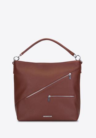 Shopper-Tasche mit Reißverschluss, braun, 93-4Y-428-5, Bild 1