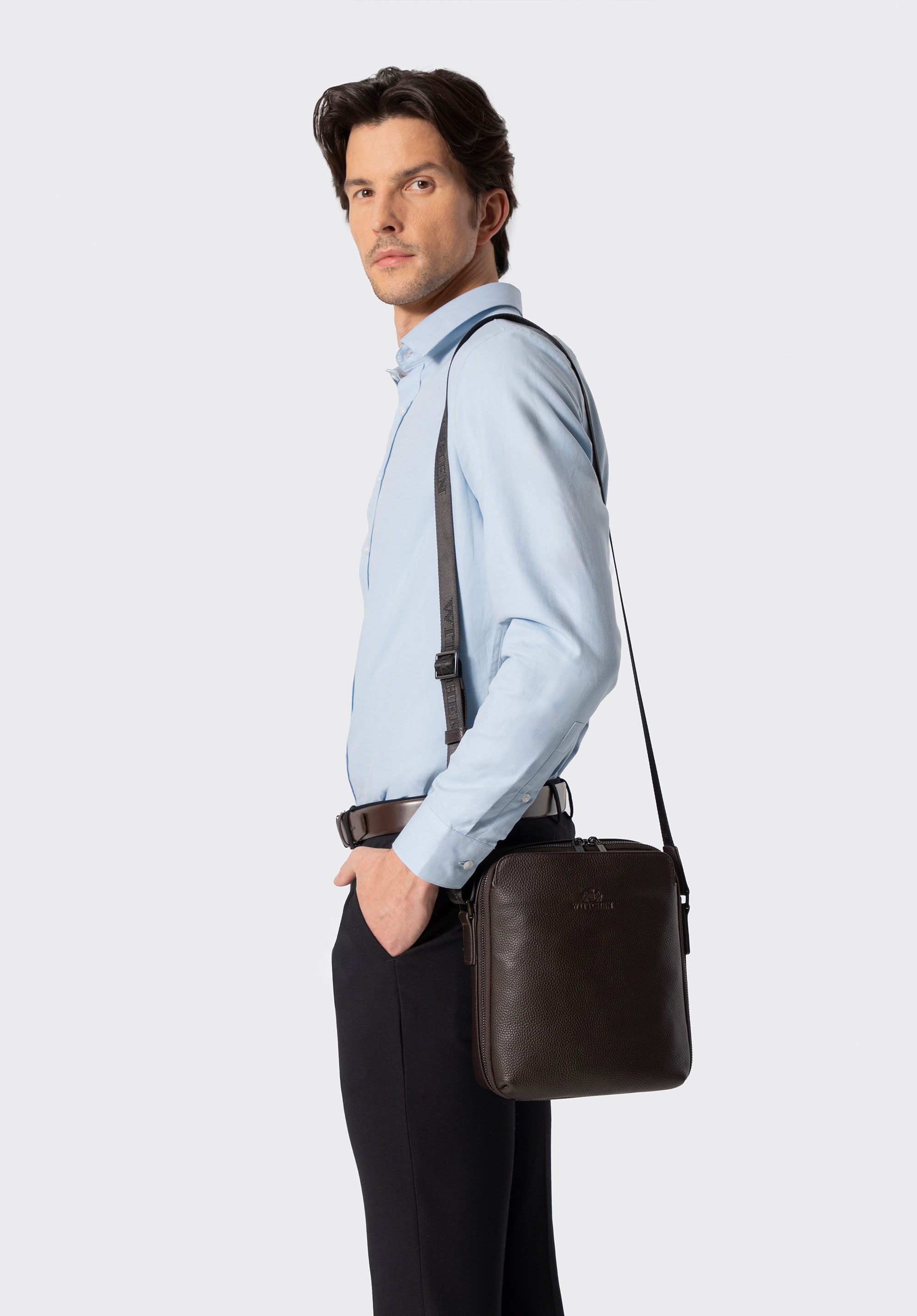 Umhängetasche aus Leder für Herren, braun, 29-4U-309-4, Bild 1