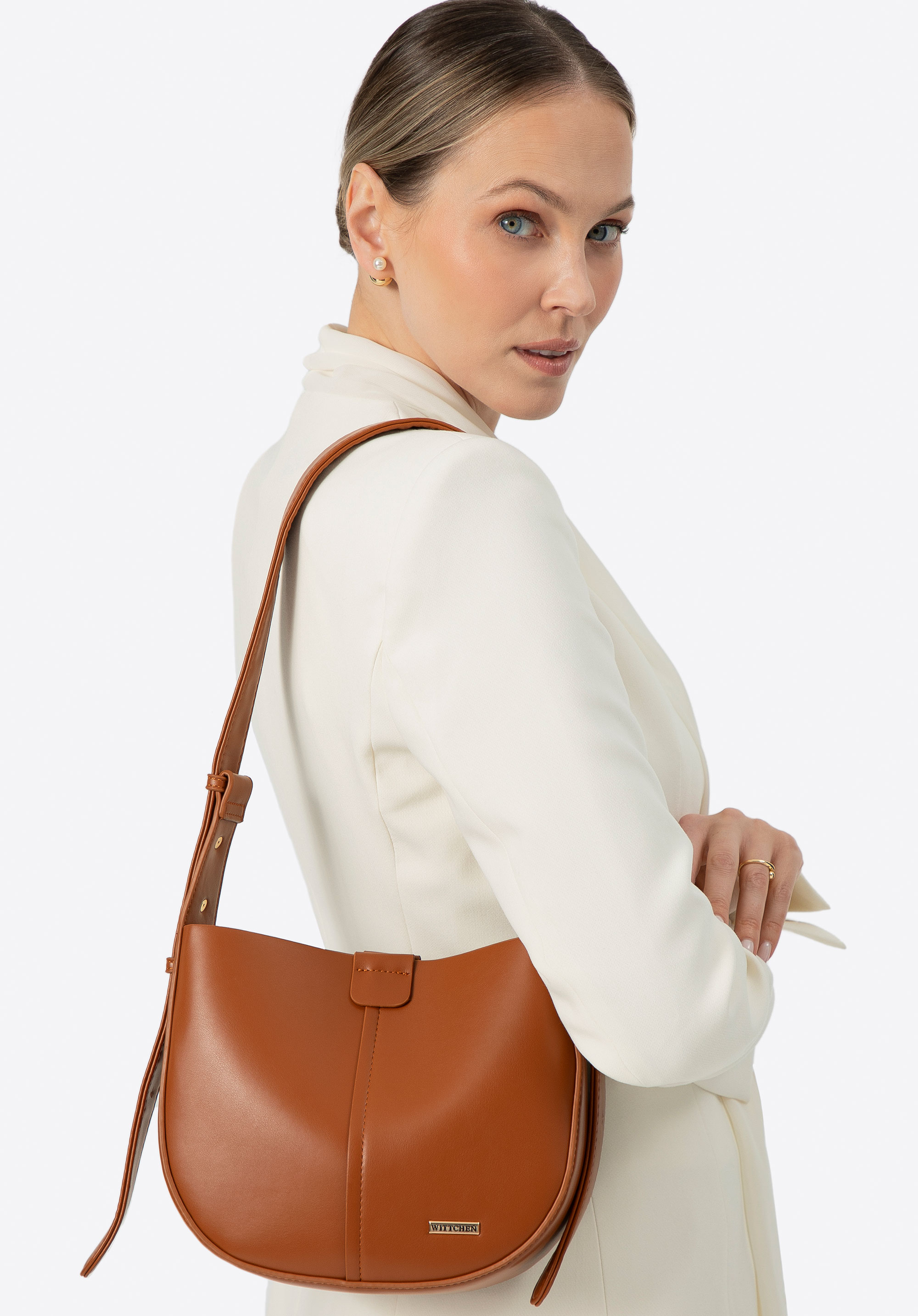 Umhängetasche aus Öko-Leder für Damen, braun, 100-4Y-213-5, Bild 1