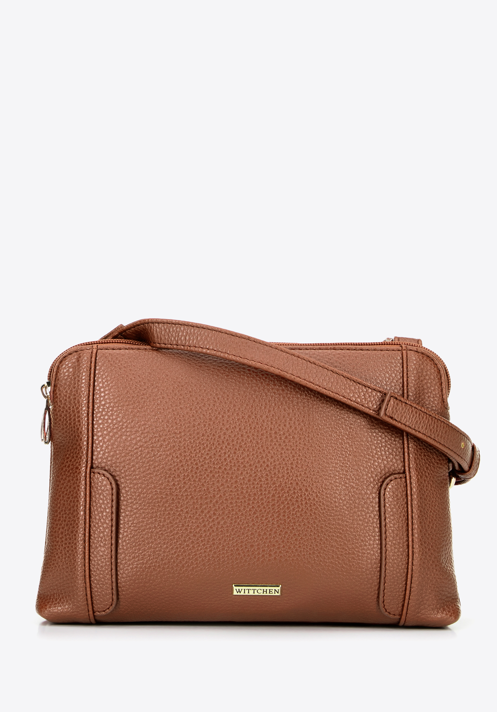 Umhängetasche mit zwei Fächern für Damen, braun, 100-4Y-009-5, Bild 1