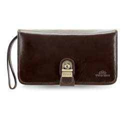 Kleine Unterarmtasche aus Leder mit elegantem Verschluss, braun, 21-3-032-4, Bild 1