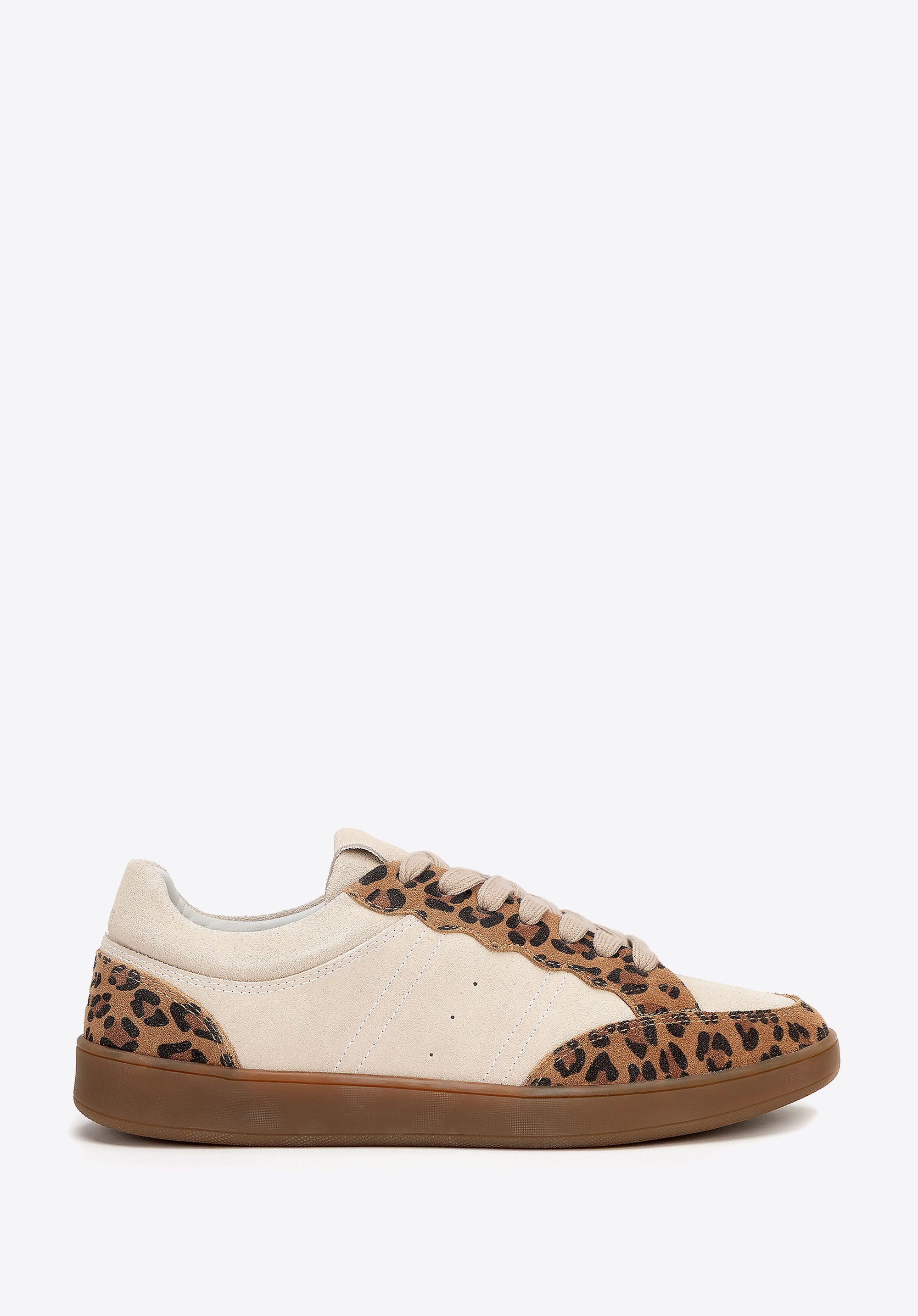Wildleder-Sneaker mit Kunstledereinsätzen, braun-beige, 100-D-350-4-36, Bild 1