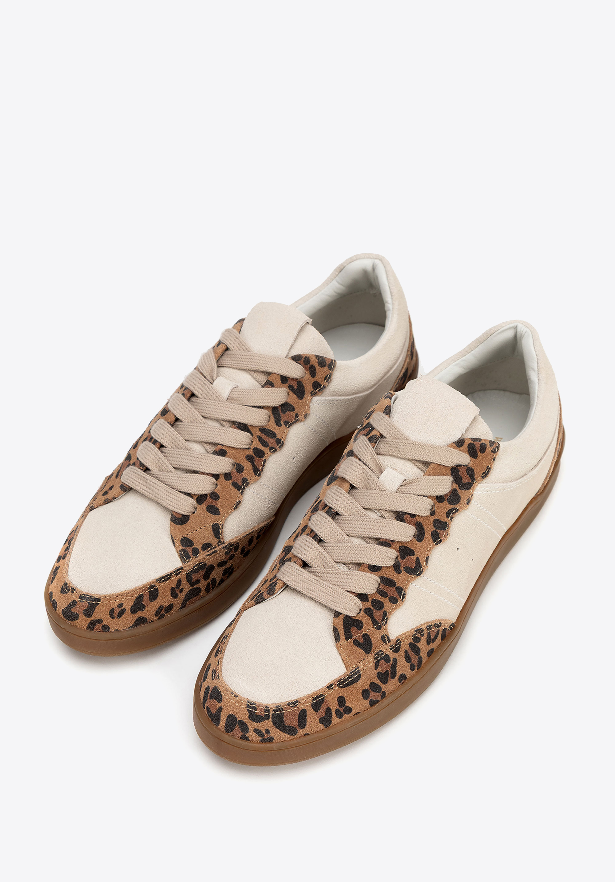 Wildleder-Sneaker mit Kunstledereinsätzen, braun-beige, 100-D-350-4-36, Bild 1
