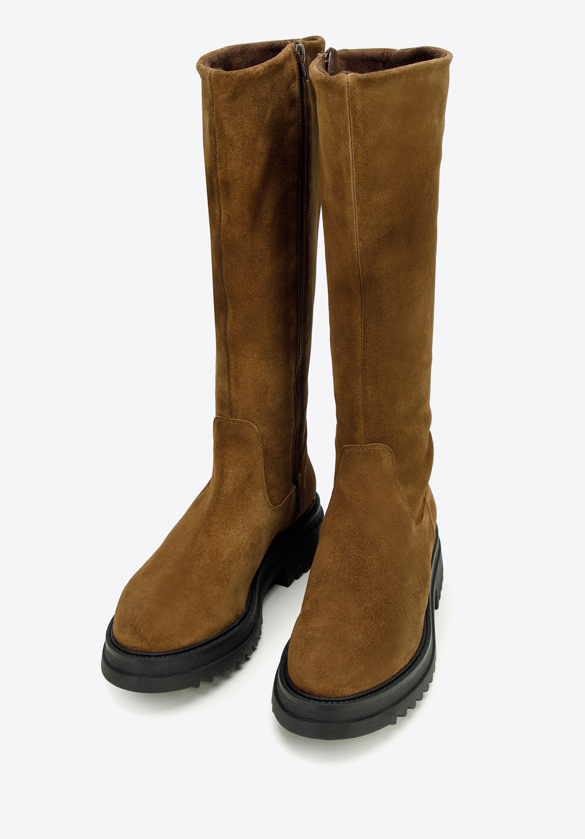 Wildlederstiefel mit Plateausohle, braun, 97-D-307-4-38, Bild 1