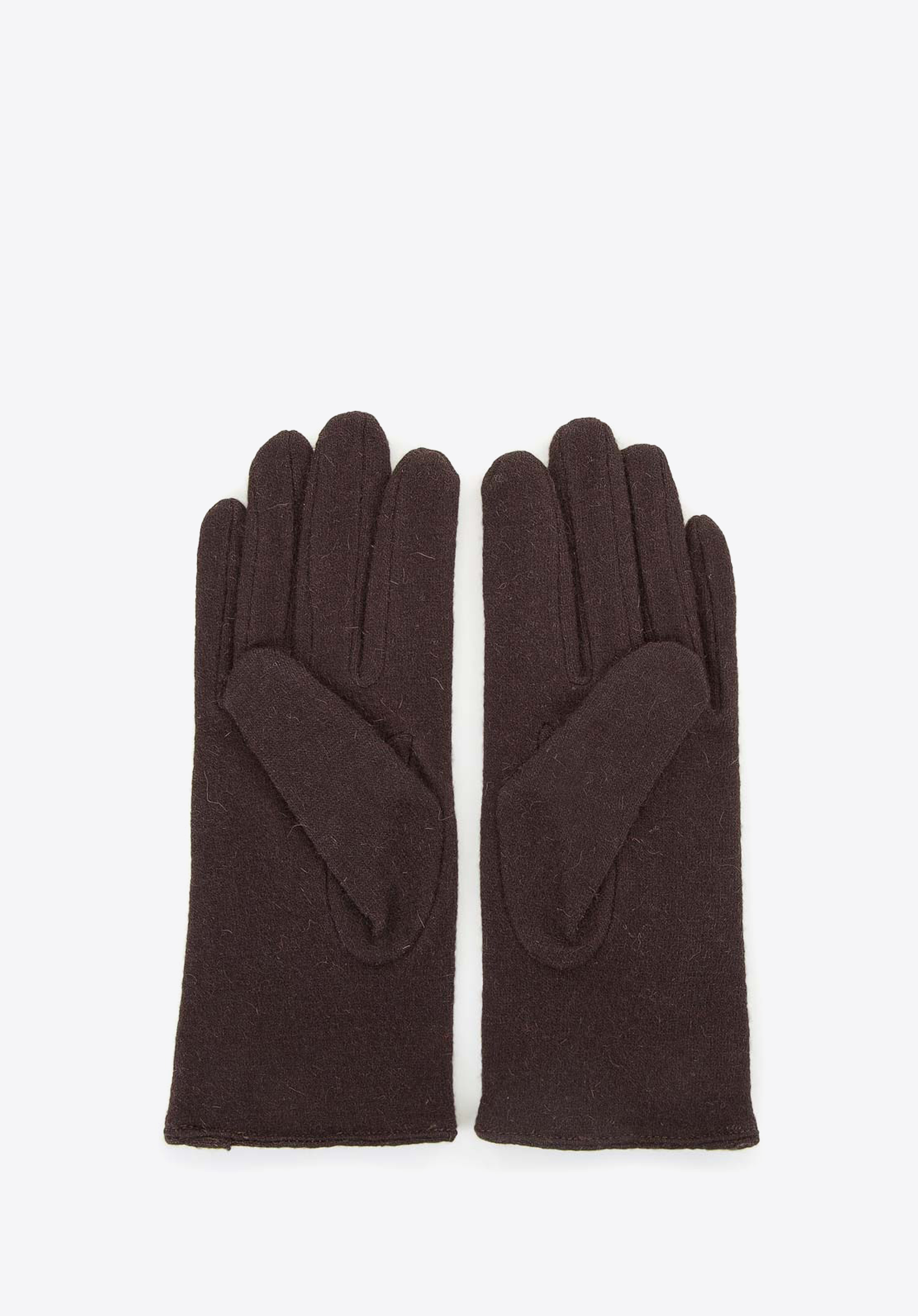 Wollhandschuhe für Damen mit Schleife, braun, 47-6-X91-4-U, Bild 1