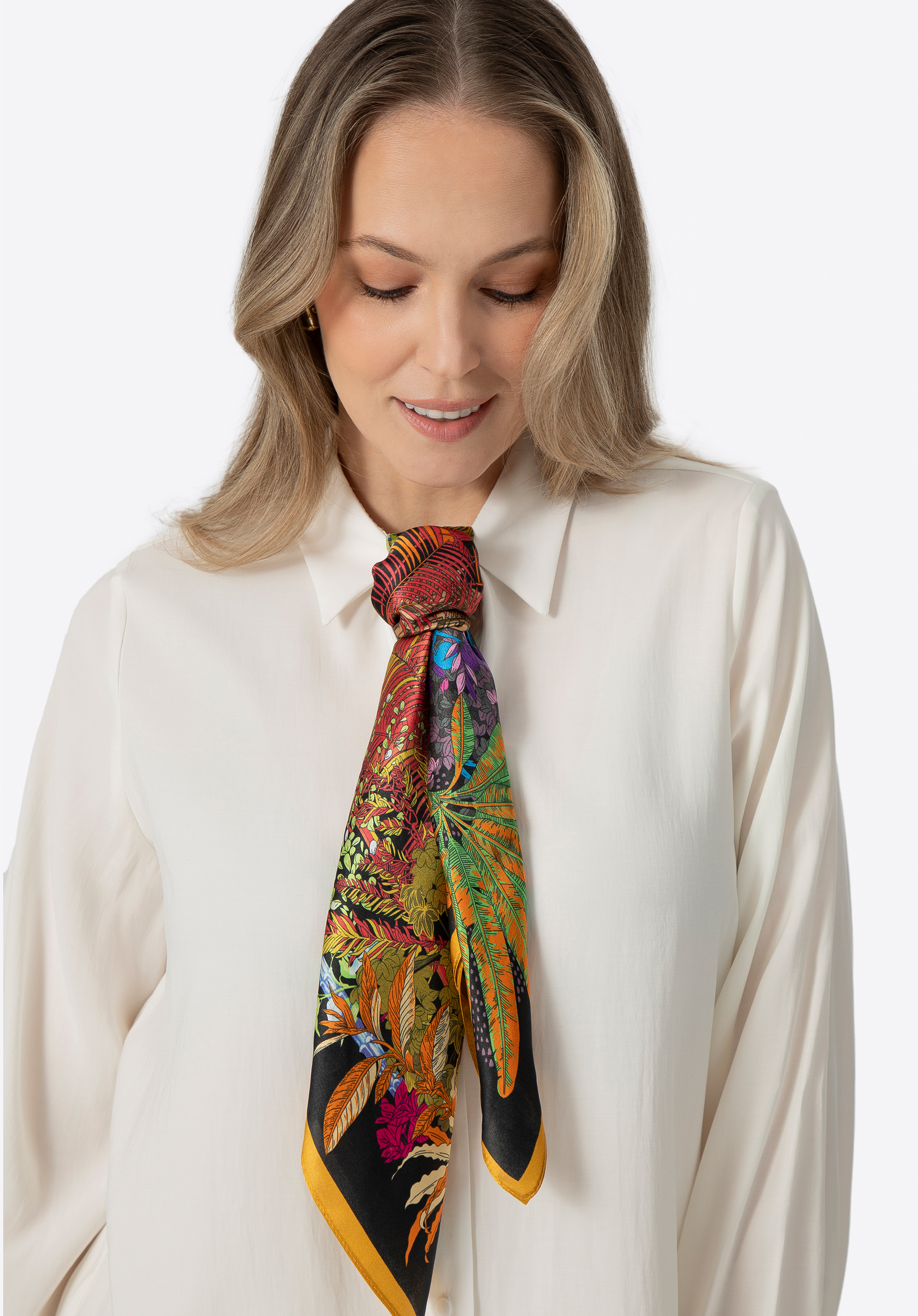 Gemusterter Seidenschal für Damen, bunt, 100-7D-S01-X1, Bild 1