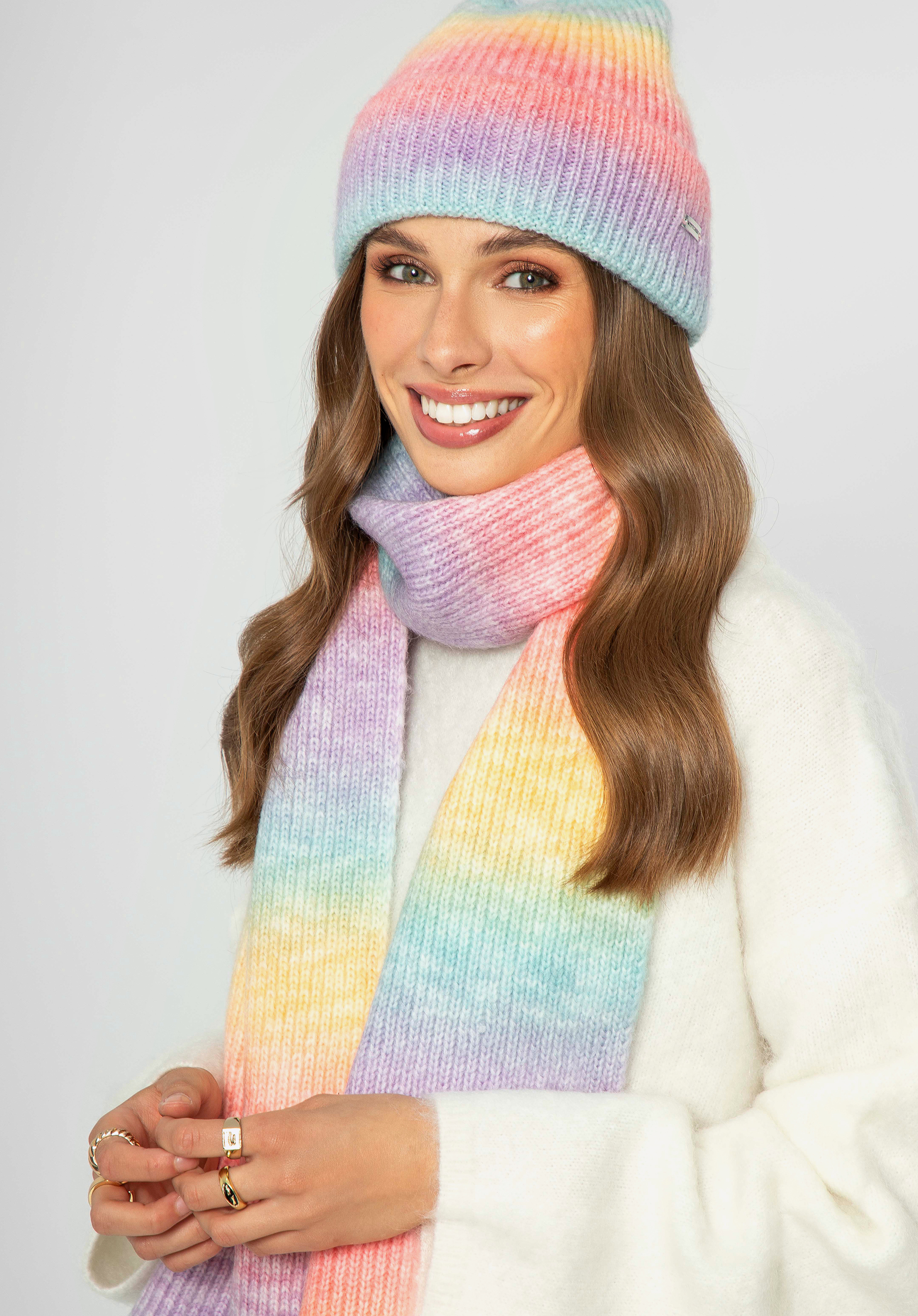 Ombre-Wintermütze für Damen, bunt, 99-HF-206-X2, Bild 1