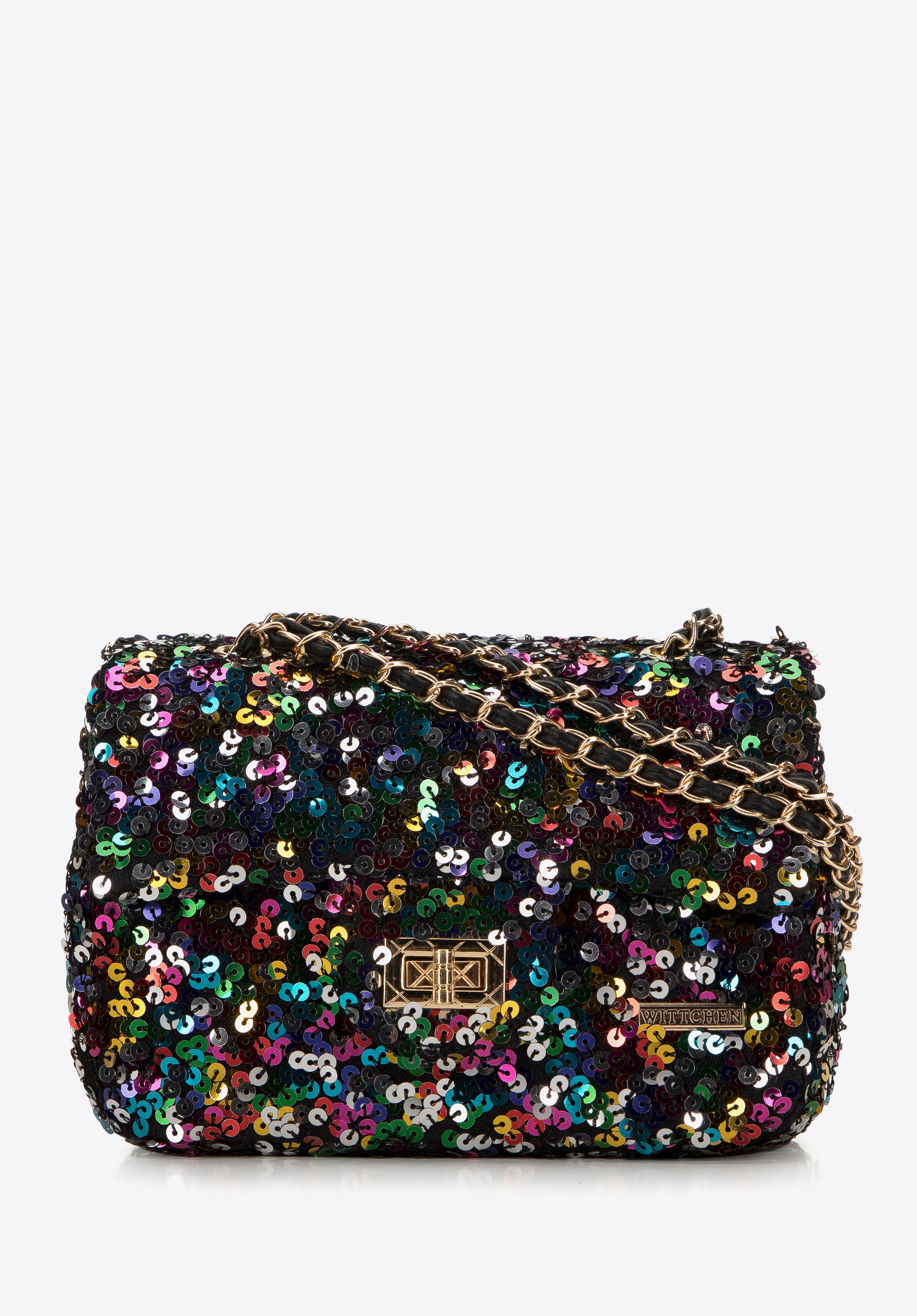 Paillettenbesetzte Damenhandtasche mit Kette, bunt, 98-4Y-023-X, Bild 1