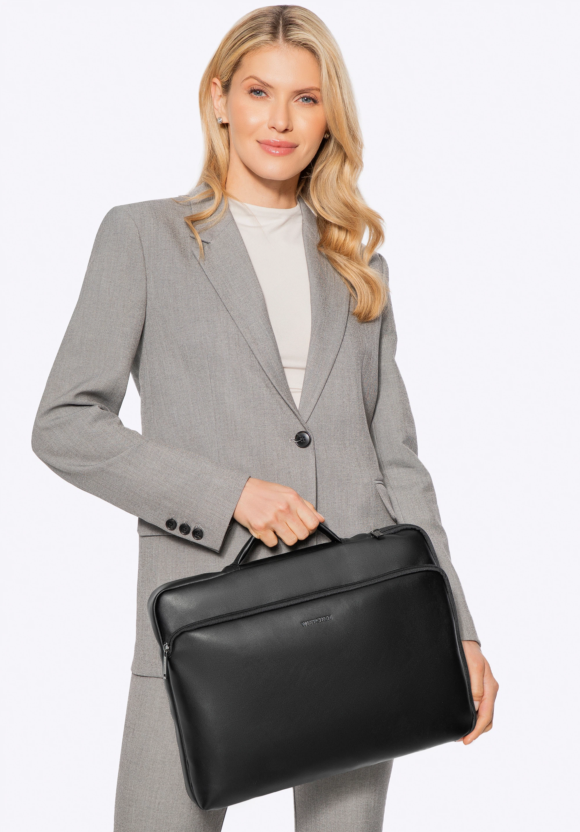 16&quot; taška na notebook z umělé kůže s bočním zipem, černá, 100-3P-901-1, Obrázek 1