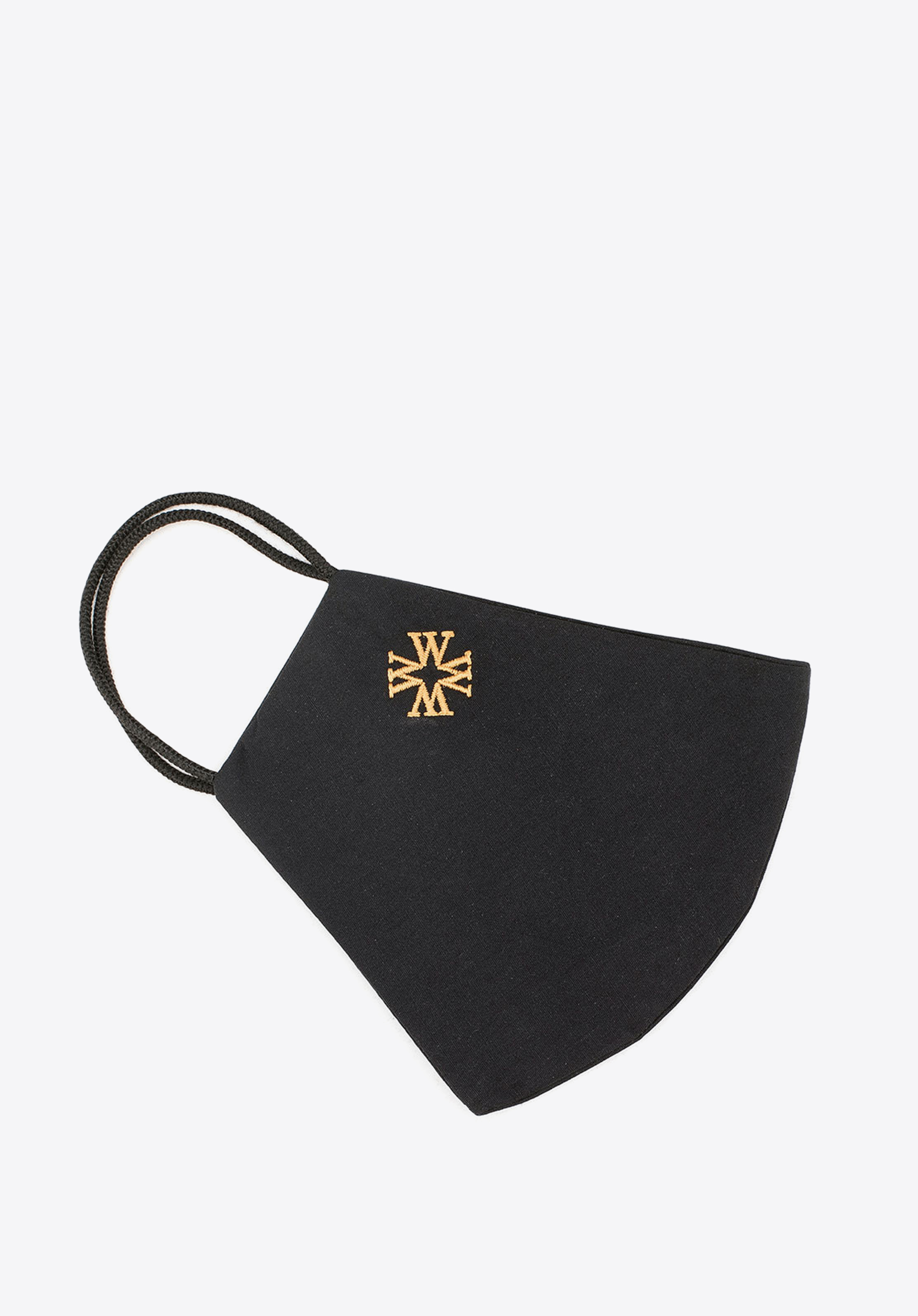 Bavlněná maska na obličej se zlatým monogramem, černá, MASECZKA-3L, Obrázek 1